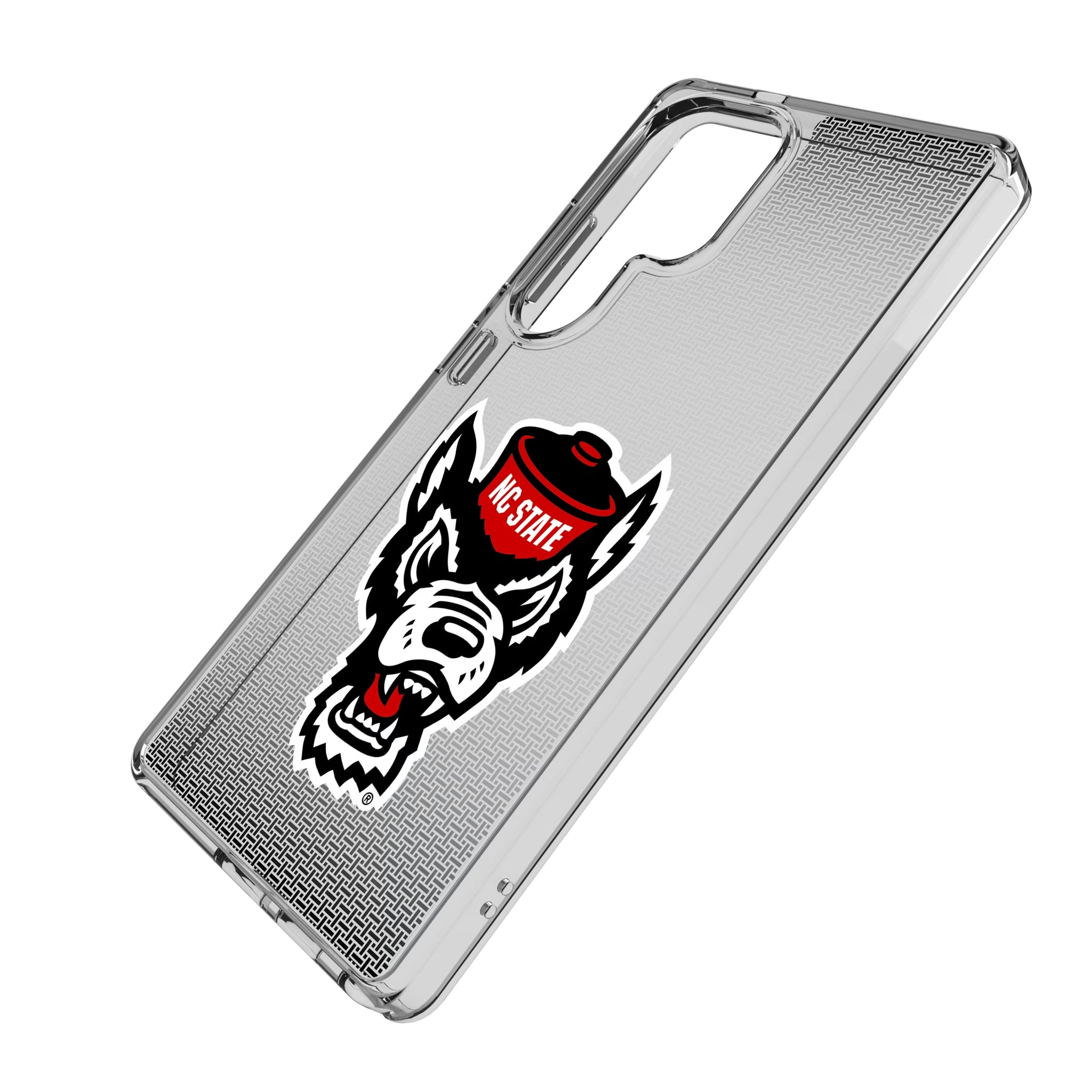 North Carolina State University Wolfpack Linen Galaxy Clear Phone Case for Samsung Galaxy - Isometric View