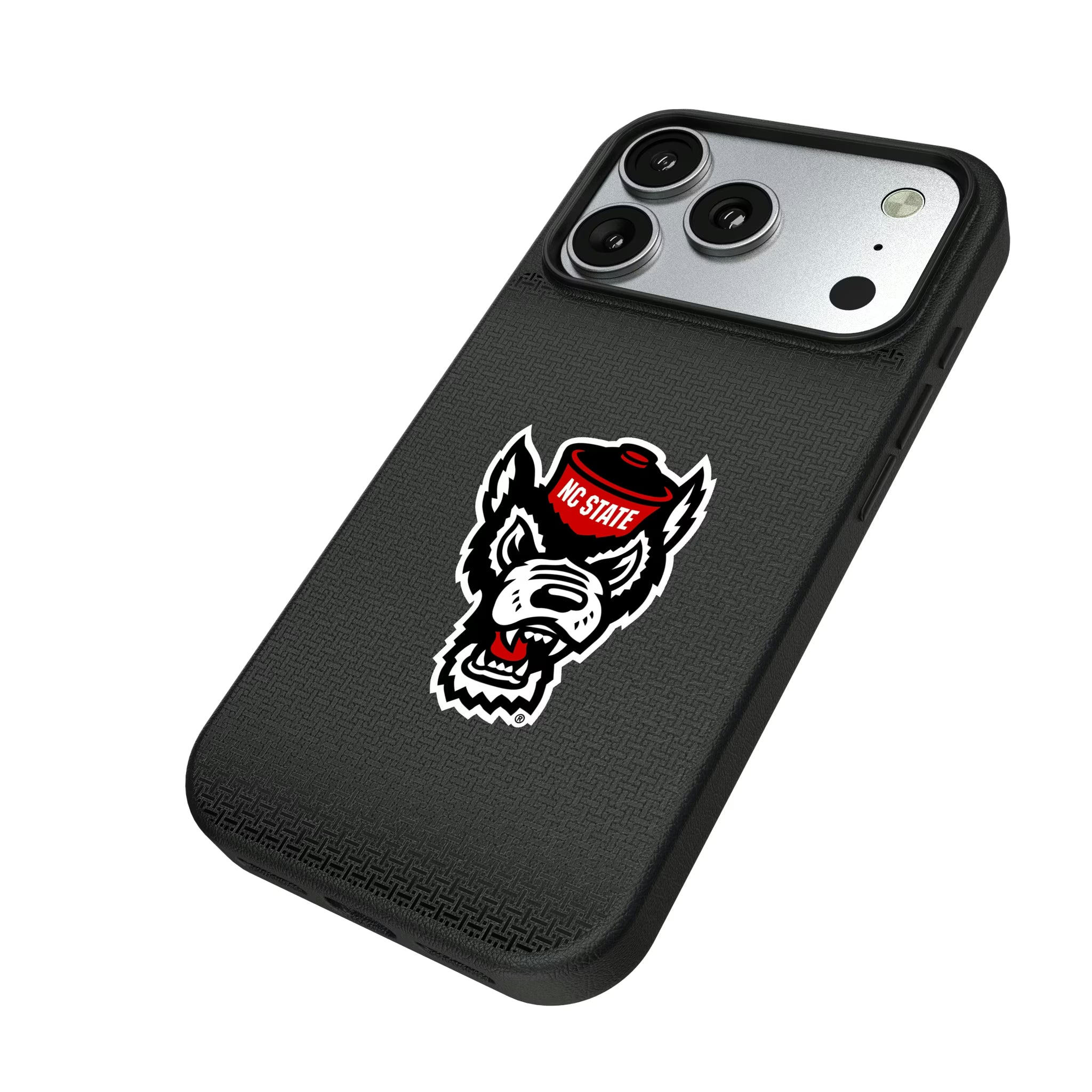North Carolina State University Wolfpack Linen iPhone MagSafe Compatible Phone Case for Apple iPhone - Isometric View#Device_iPhone 17 Pro