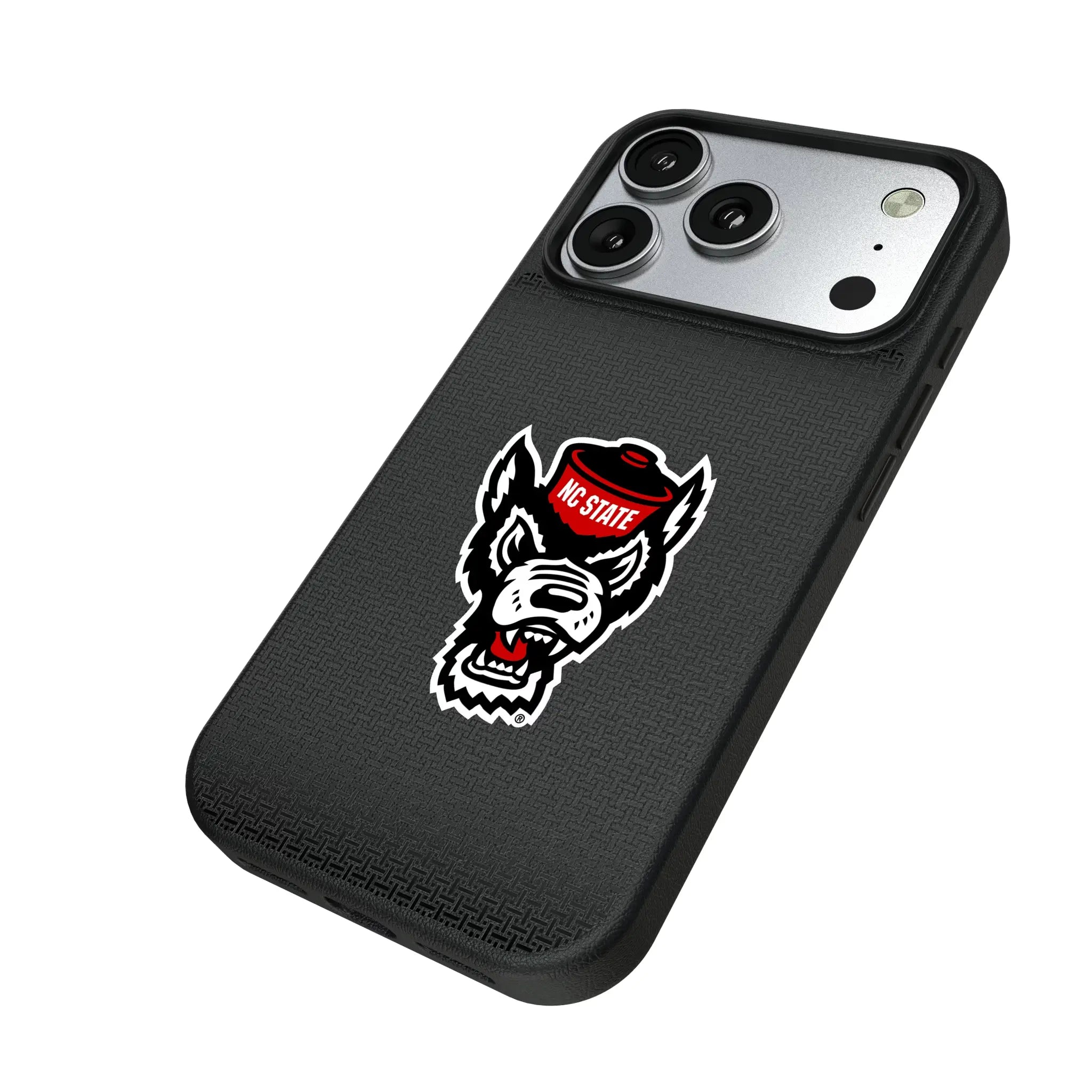 North Carolina State University Wolfpack Linen iPhone MagSafe Compatible Phone Case for Apple iPhone - Isometric View#Device_iPhone 17 Pro