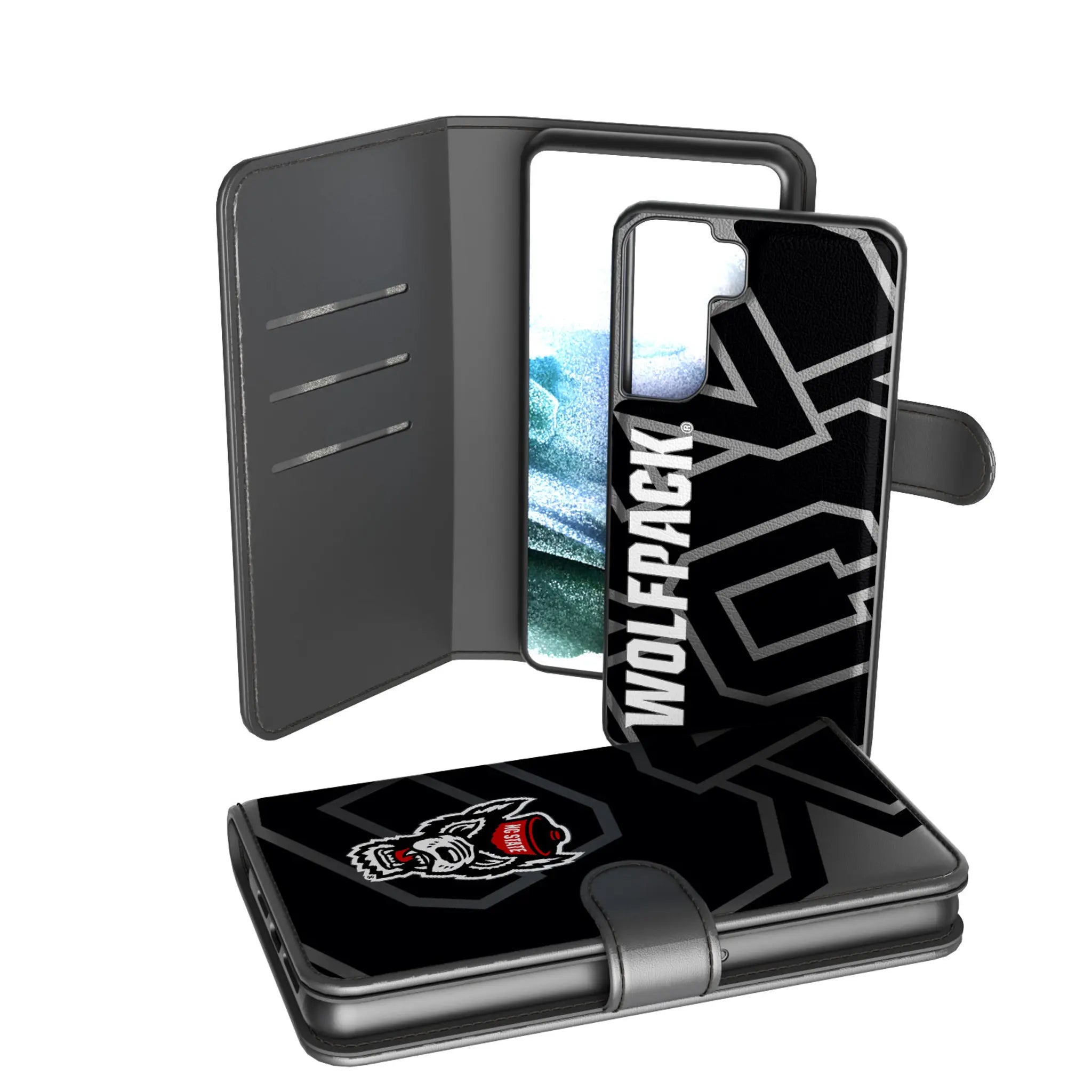 North Carolina State University Wolfpack Monocolor Tilt Galaxy Wallet Phone Case for Samsung Galaxy