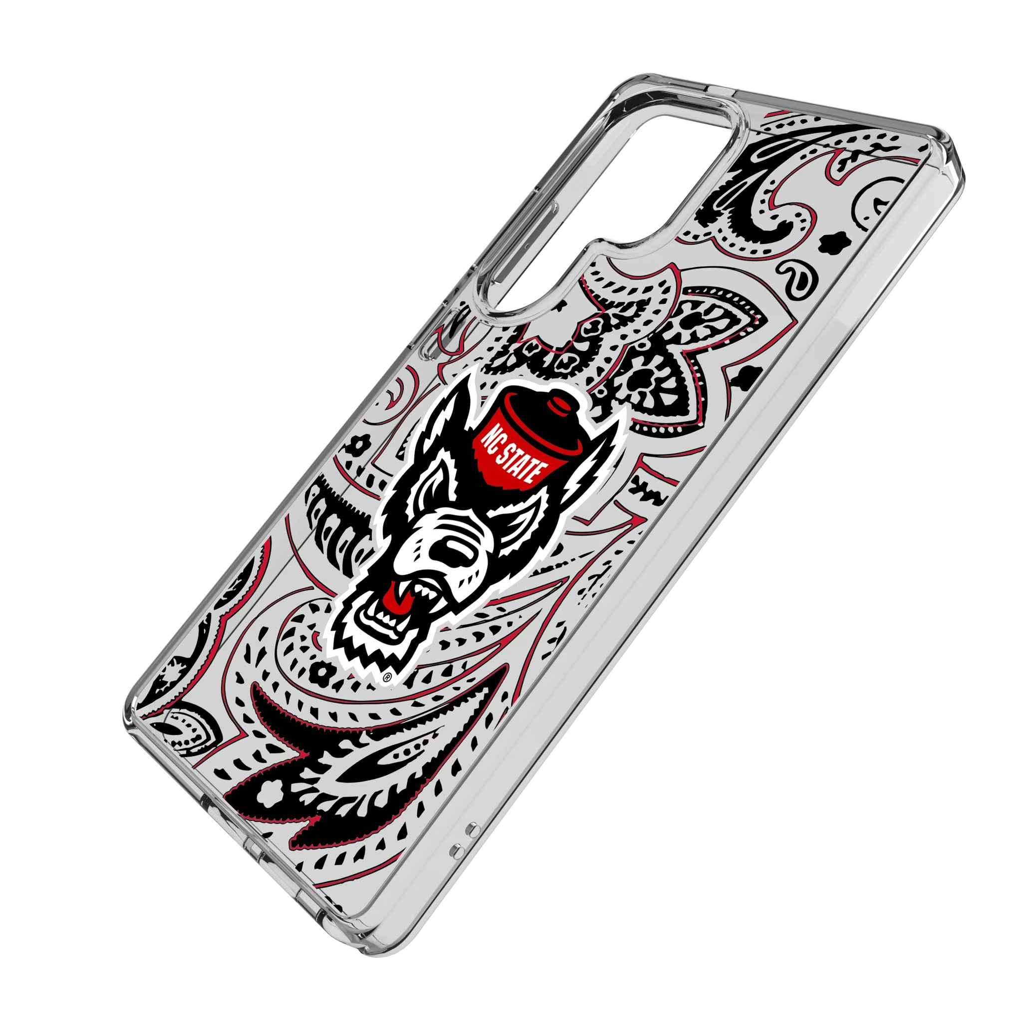 North Carolina State University Wolfpack Paisley Galaxy Clear Phone Case for Samsung Galaxy - Isometric View