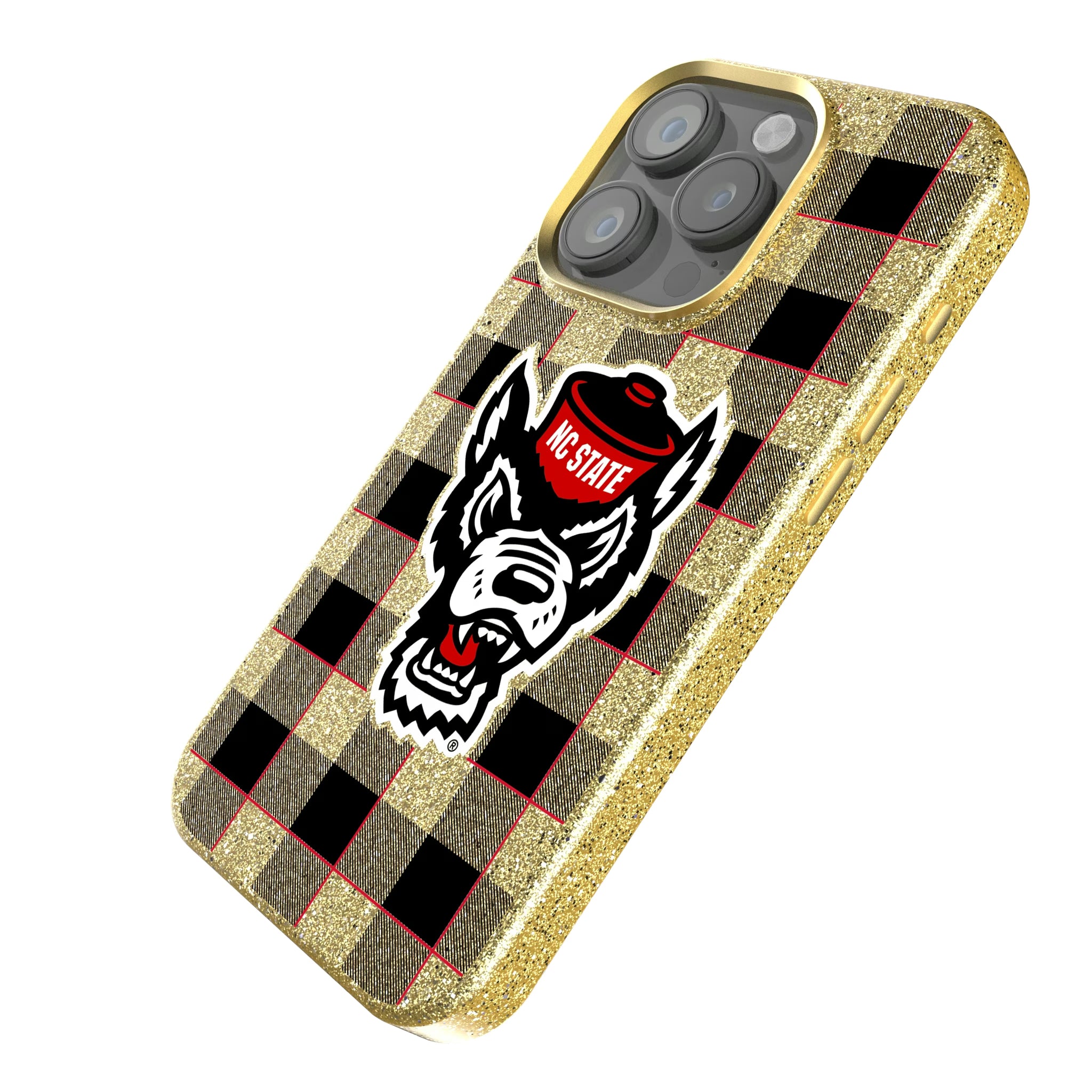 North Carolina State University Wolfpack Plaid iPhone Bling Phone Case for Apple iPhone - Isometric View