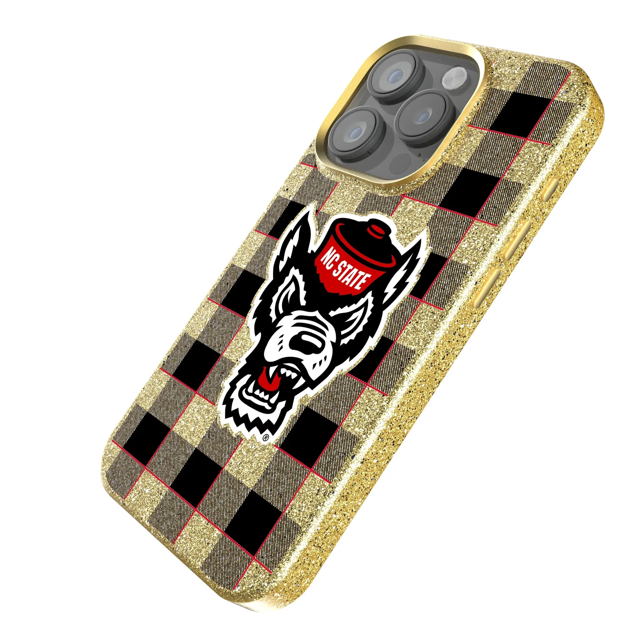 North Carolina State University Wolfpack Plaid iPhone Bling Phone Case for Apple iPhone - Isometric View
