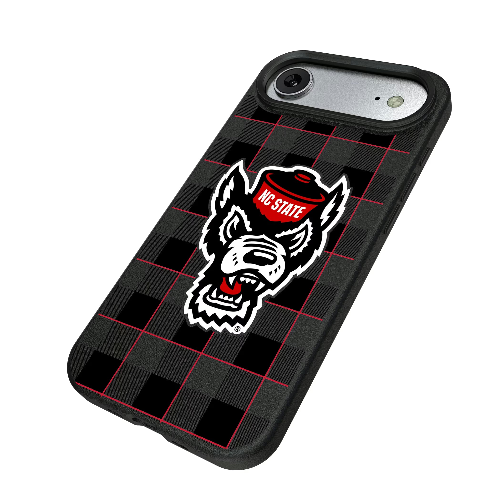 North Carolina State University Wolfpack Plaid iPhone MagSafe Compatible Phone Case for Apple iPhone - Isometric View#Device_iPhone Air
