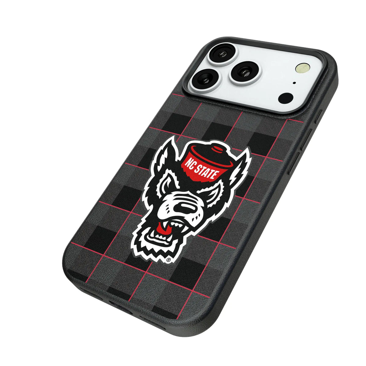 North Carolina State University Wolfpack Plaid iPhone MagSafe Compatible Phone Case for Apple iPhone - Isometric View#Device_iPhone 18 Pro