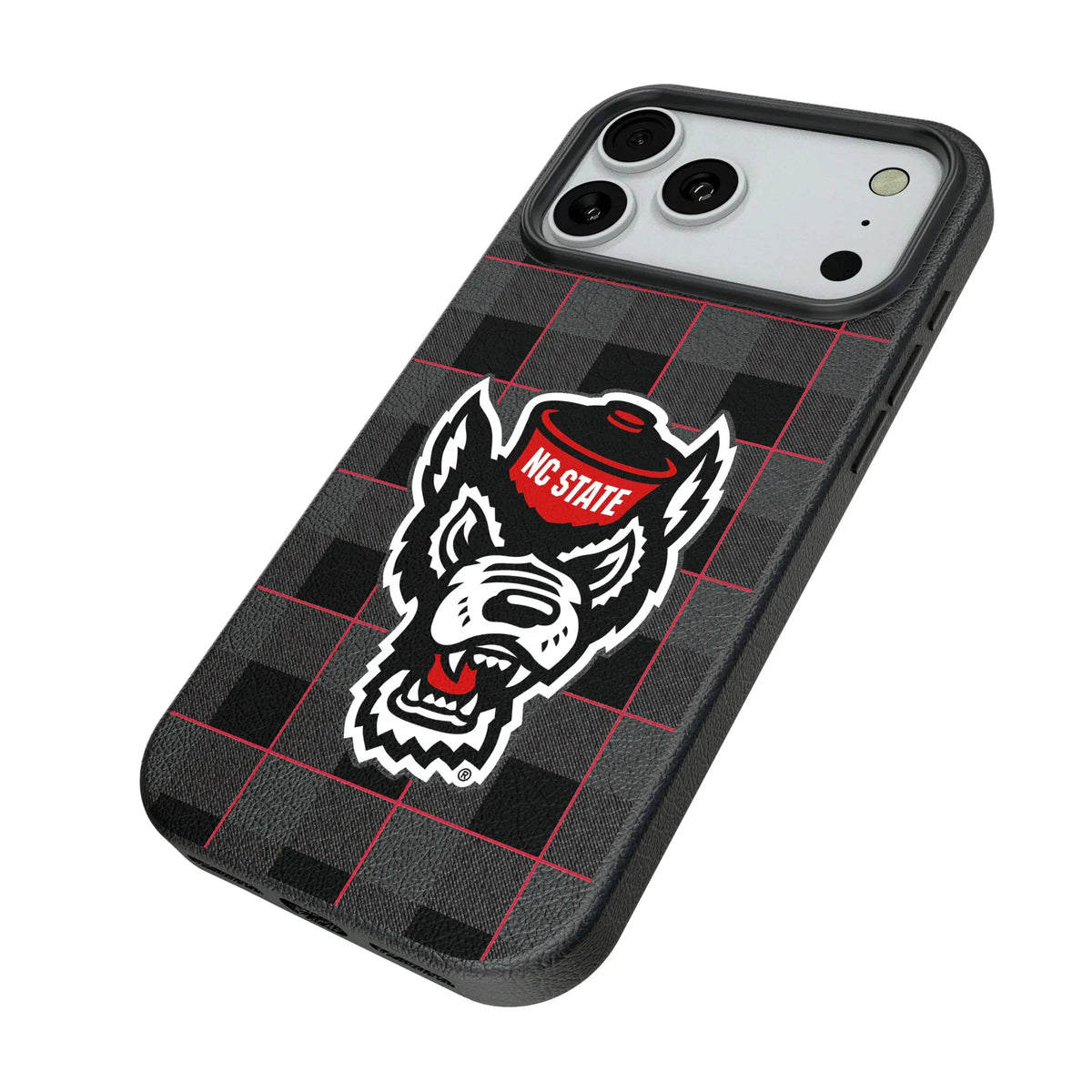 North Carolina State University Wolfpack Plaid iPhone MagSafe Compatible Phone Case for Apple iPhone - Isometric View#Device_iPhone 18 Pro Max