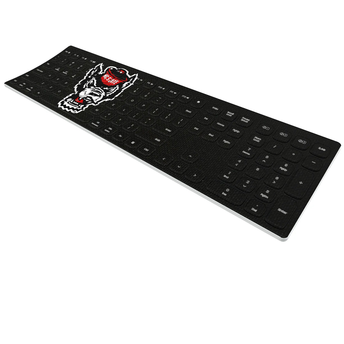 North Carolina State University Wolfpack Solid KKB605 Curved Wireless Keyboard - Isometric View