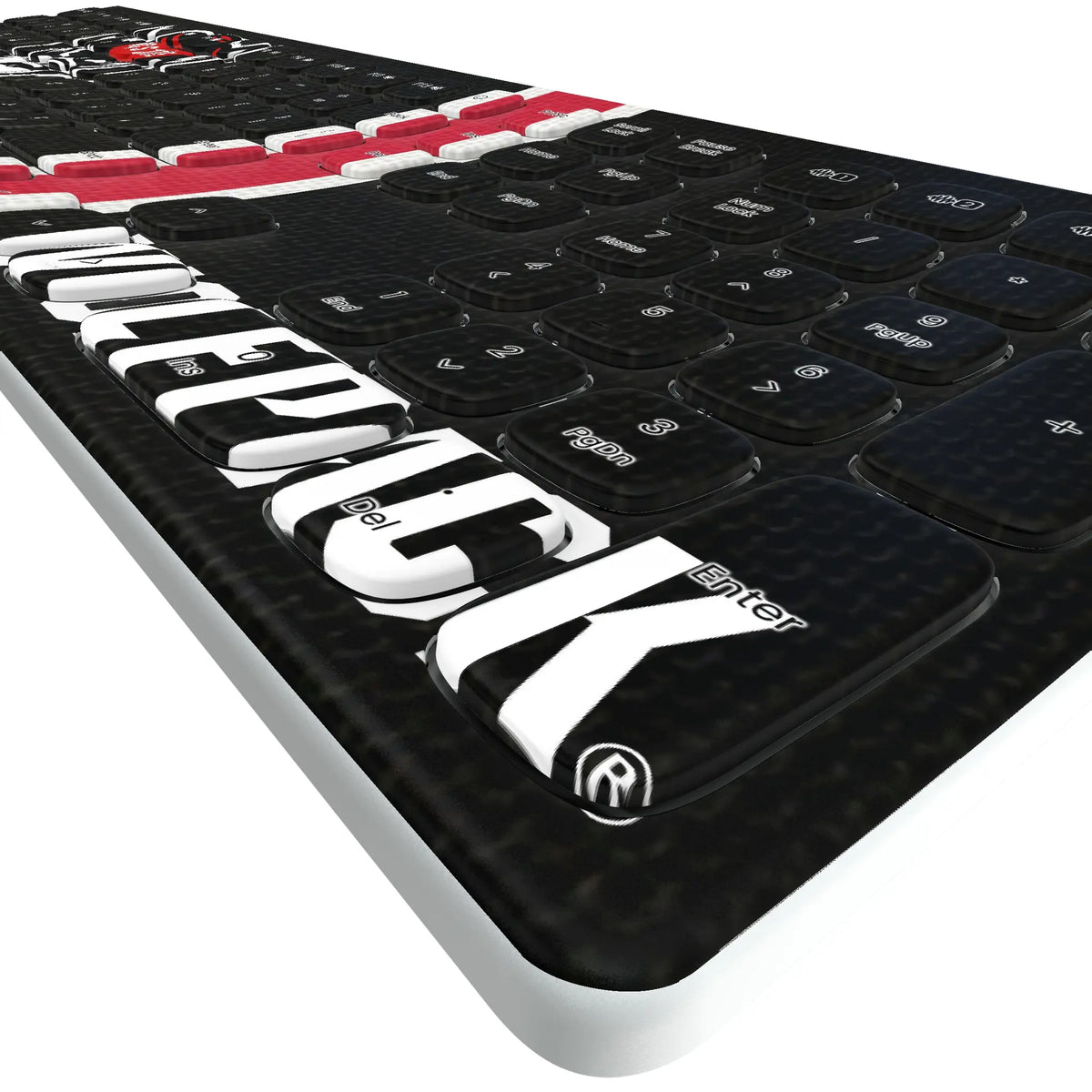 North Carolina State University Wolfpack Stripe KKB605 Curved Wireless Keyboard - Detail