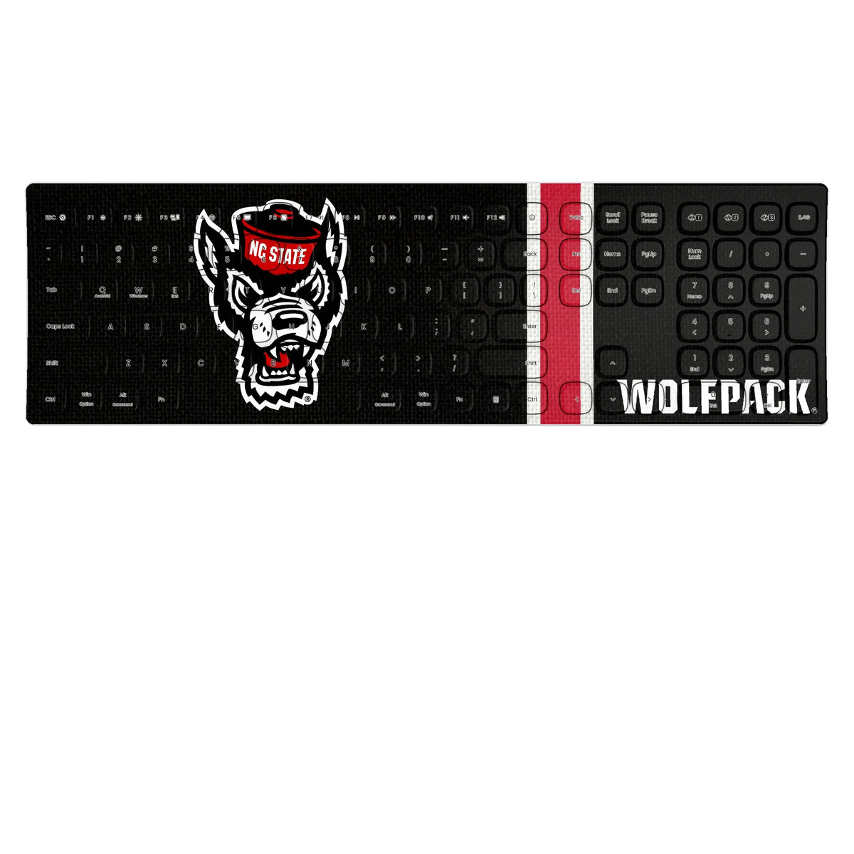 North Carolina State University Wolfpack Stripe KKB605 Curved Wireless Keyboard