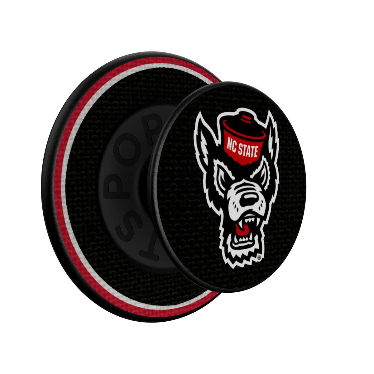 North Carolina State University Wolfpack Stripe Popsockets Round Magnetic - Isometric View