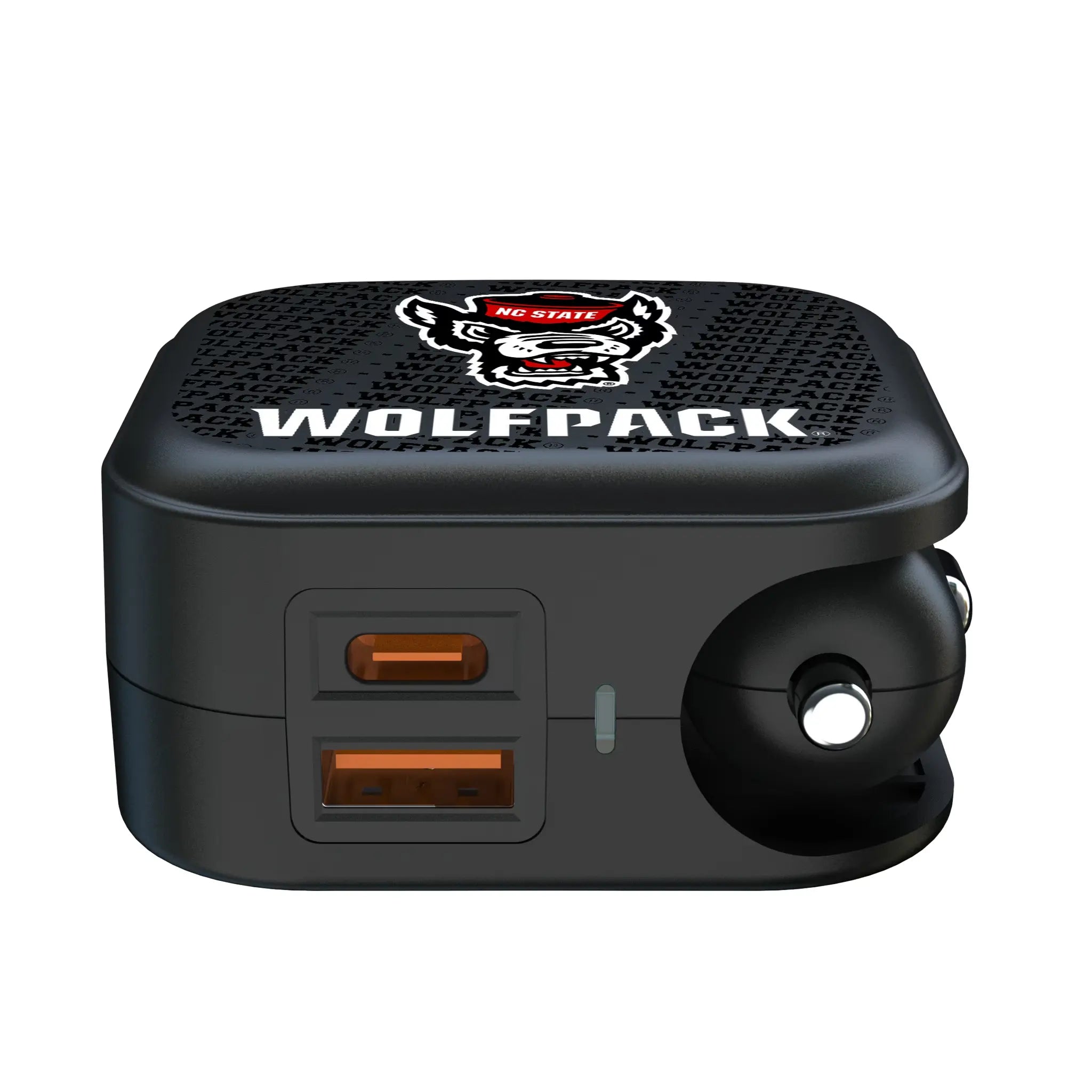 North Carolina State University Wolfpack Text Backdrop 2 in 1 USB A/C Charger