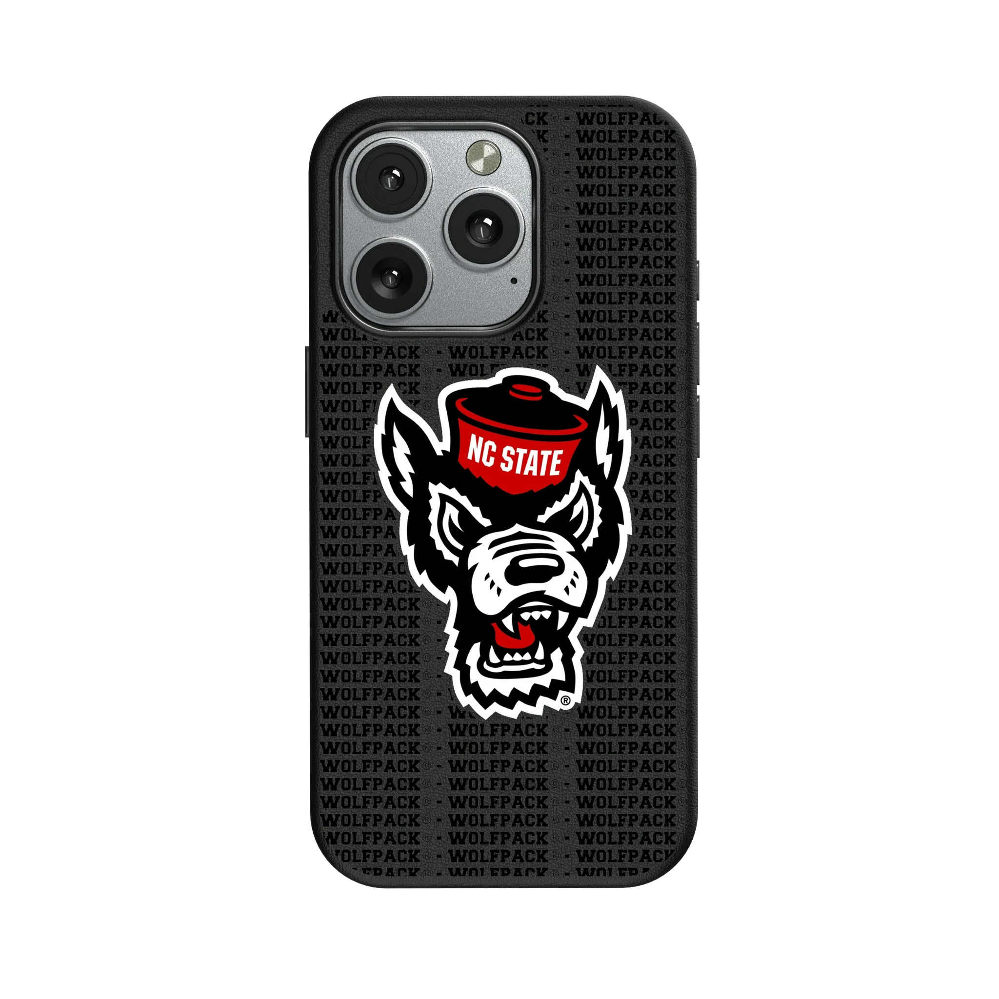 North Carolina State University Wolfpack Text Backdrop iPhone MagSafe Compatible Phone Case for Apple iPhone