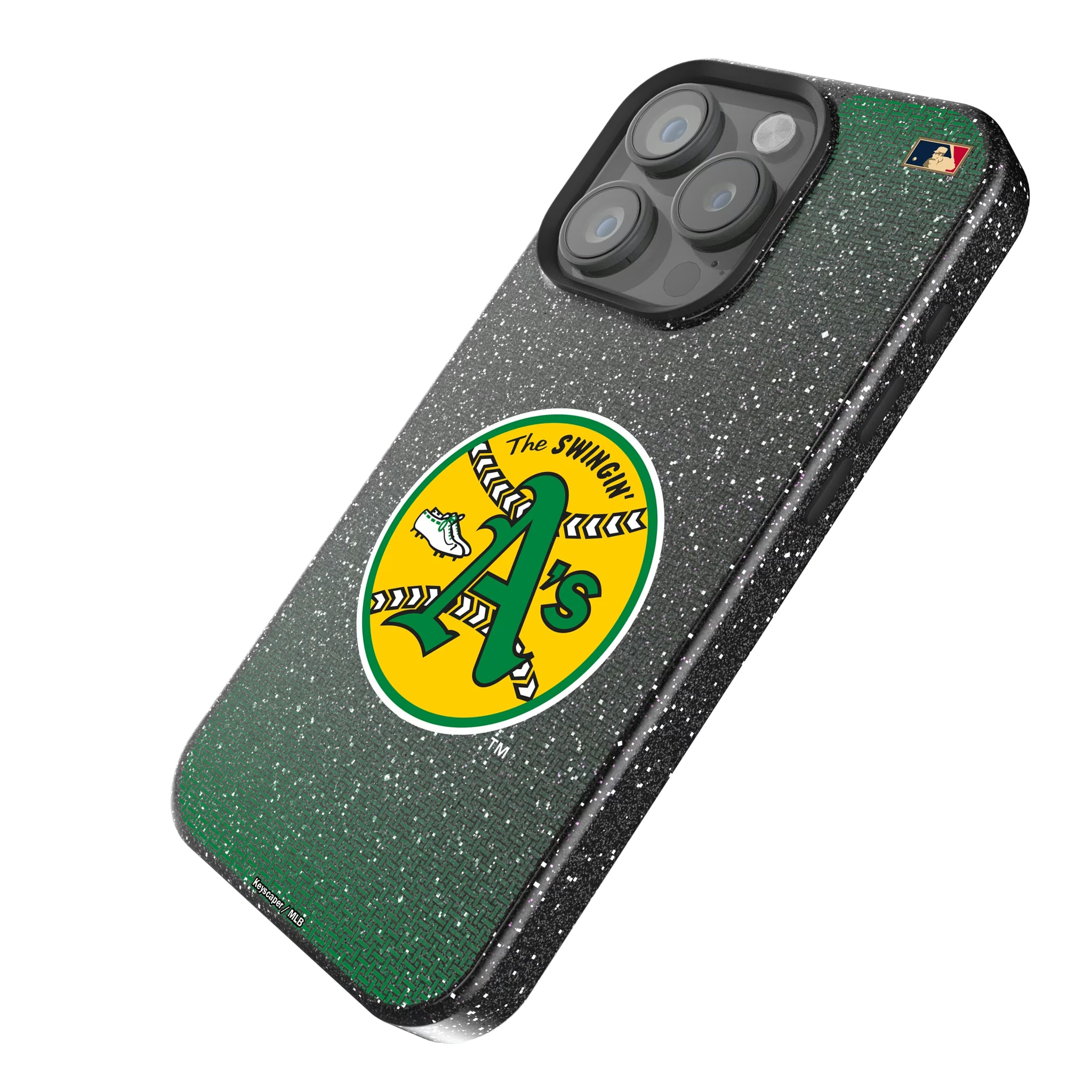 Oakland As 1971-1981 - Cooperstown Collection Linen iPhone Bling Phone Case for Apple iPhone - Isometric View