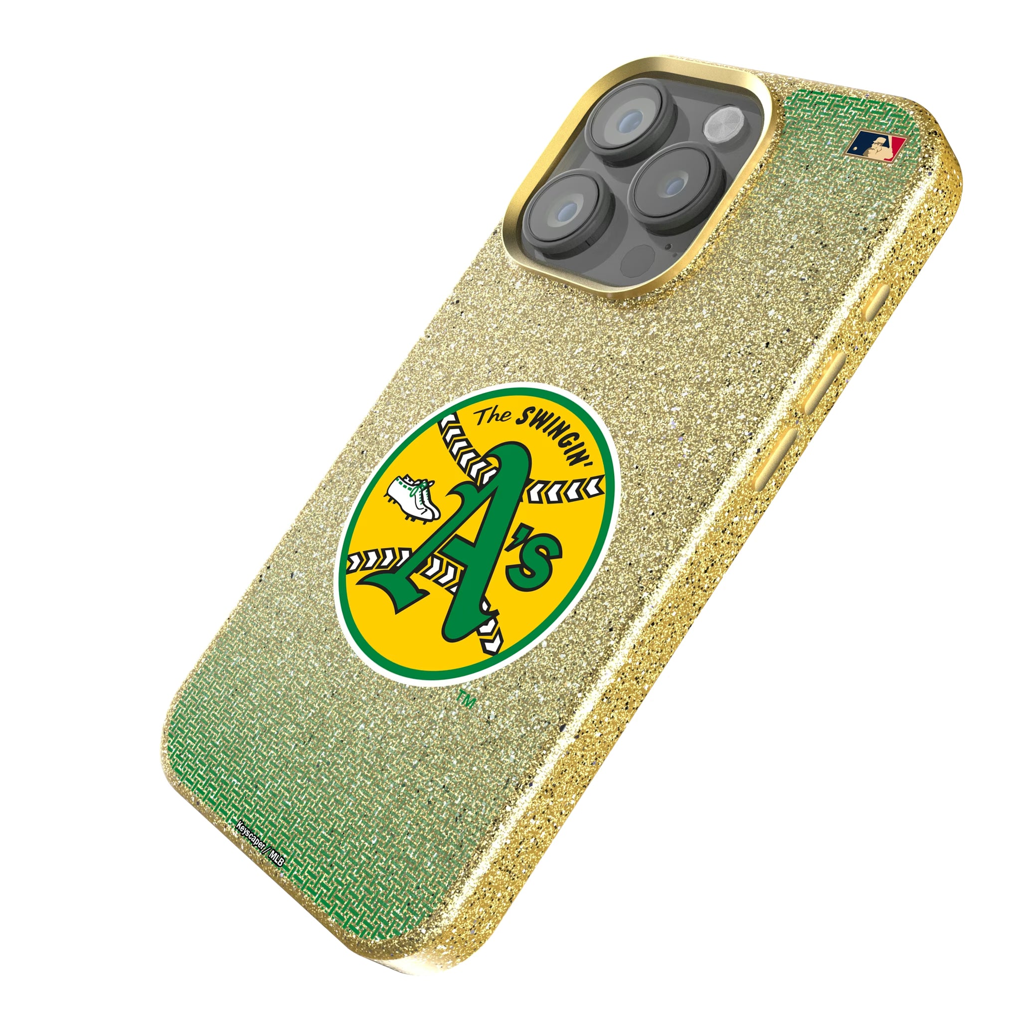 Oakland As 1971-1981 - Cooperstown Collection Linen iPhone Bling Phone Case for Apple iPhone - Isometric View