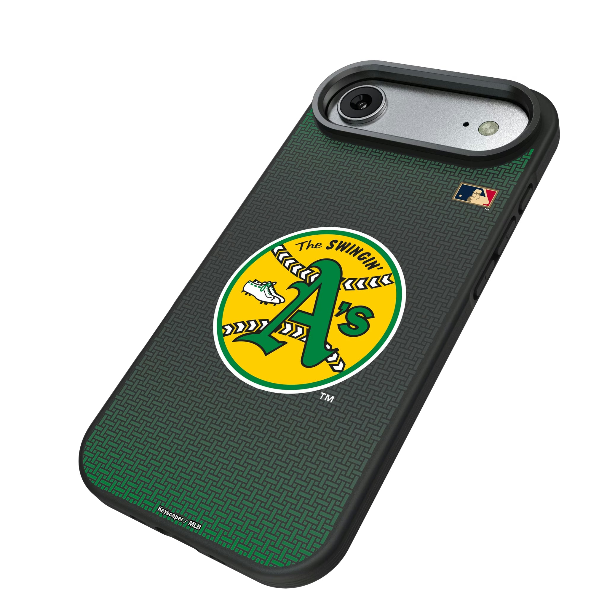 Oakland As 1971-1981 - Cooperstown Collection Linen iPhone Bump Phone Case for Apple iPhone - Isometric View#Device_iPhone Air