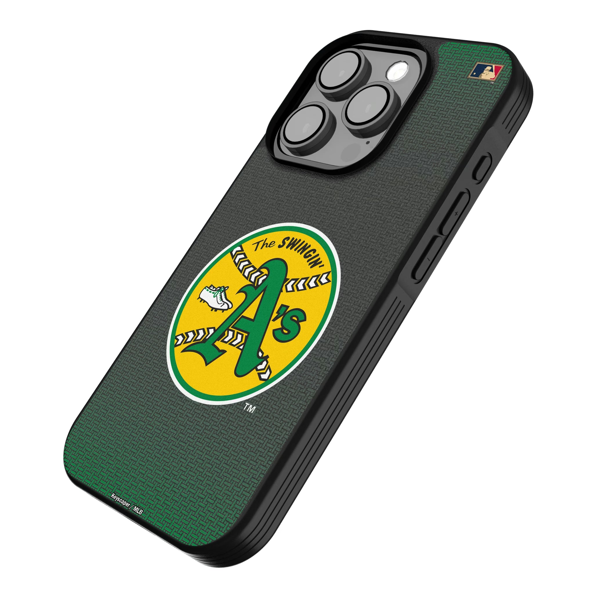 Oakland As 1971-1981 - Cooperstown Collection Linen iPhone Bump Phone Case for Apple iPhone - Isometric View