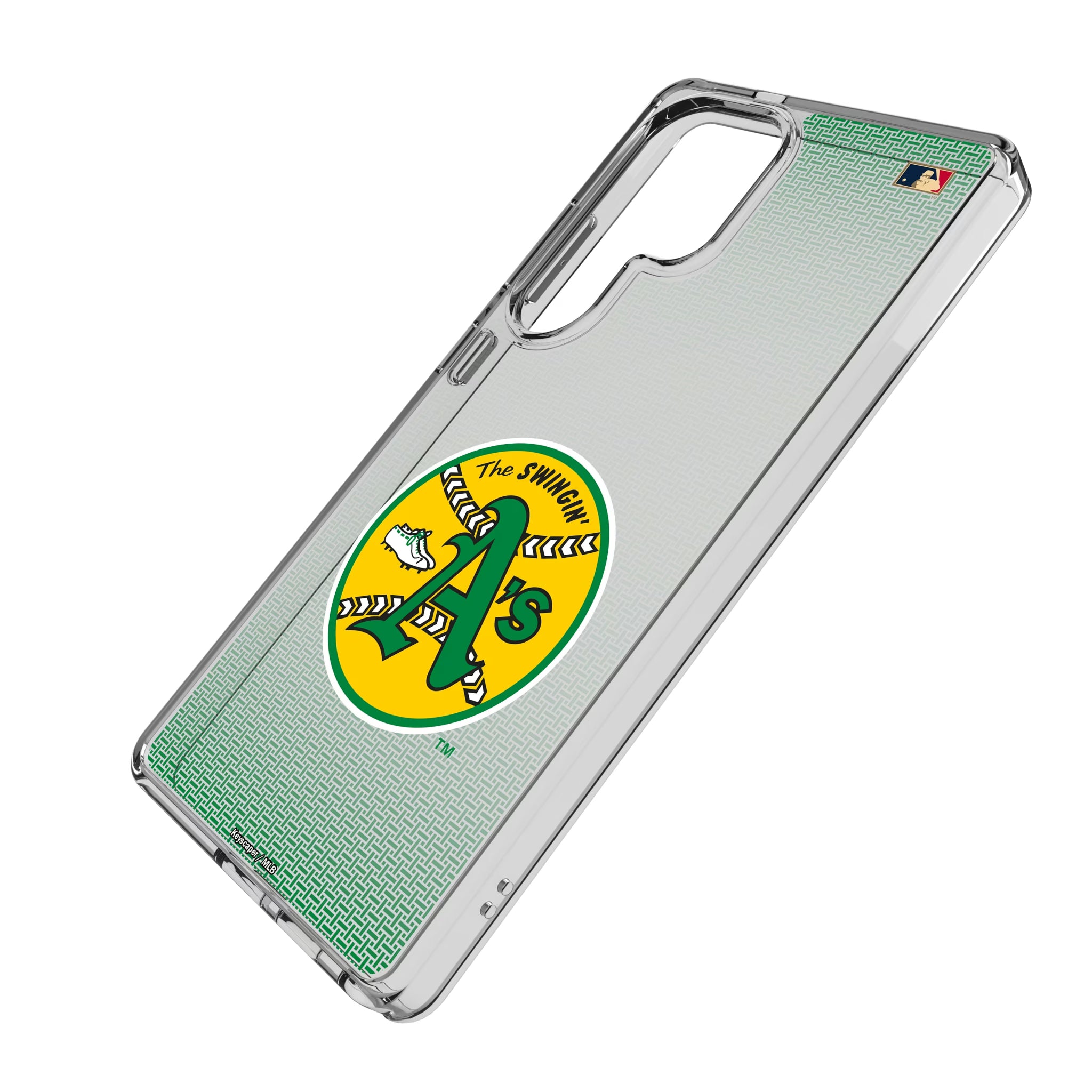 Oakland As 1971-1981 - Cooperstown Collection Linen Galaxy Clear Phone Case for Samsung Galaxy - Isometric View