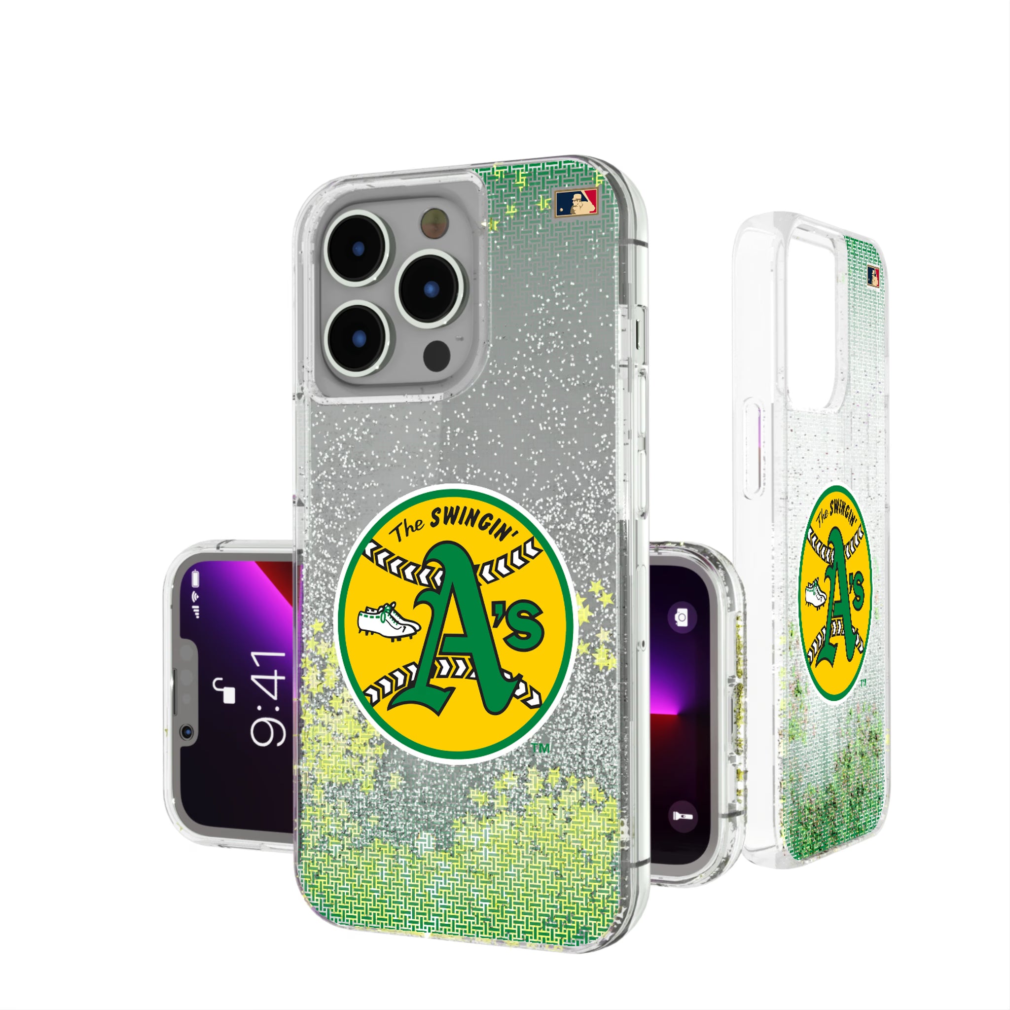 Oakland As 1971-1981 - Cooperstown Collection Linen iPhone Glitter Phone Case for Apple iPhone