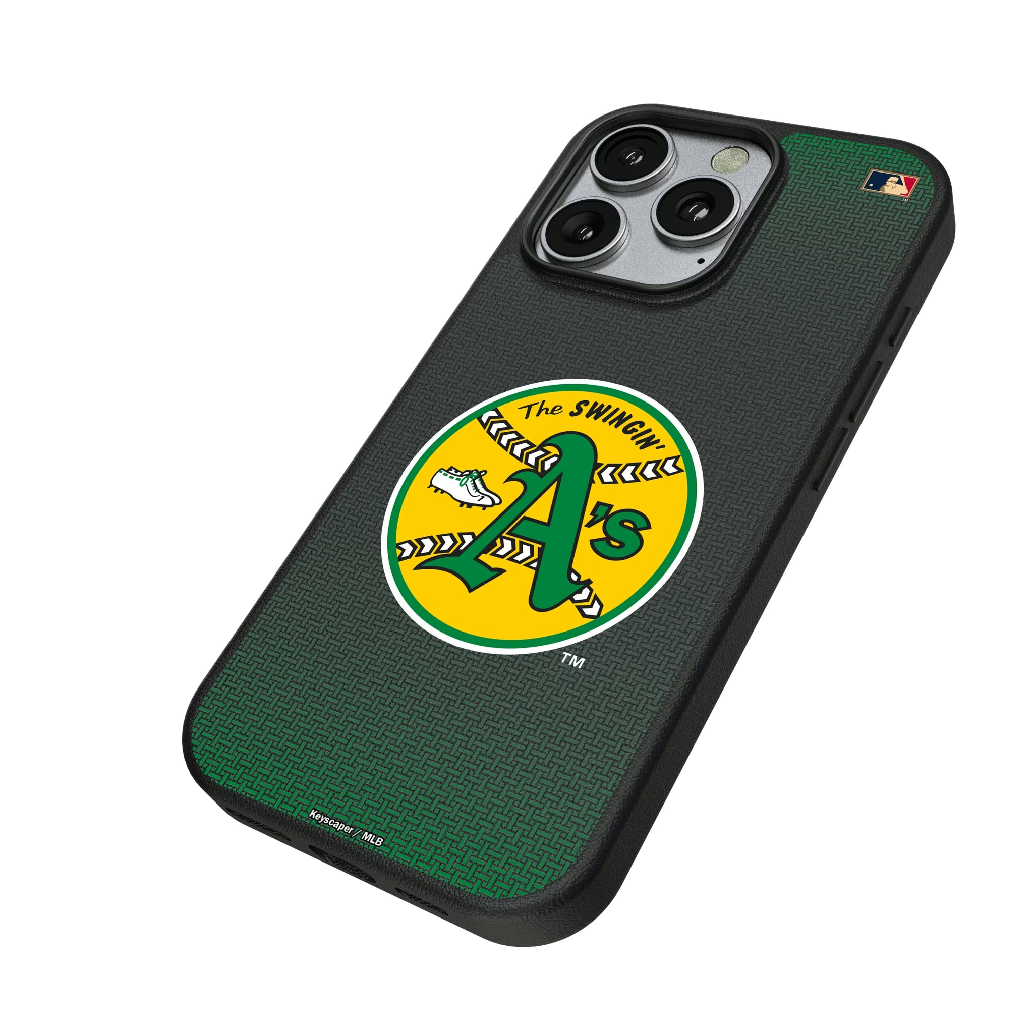 Oakland As 1971-1981 - Cooperstown Collection Linen iPhone MagSafe Compatible Phone Case for Apple iPhone - Isometric View