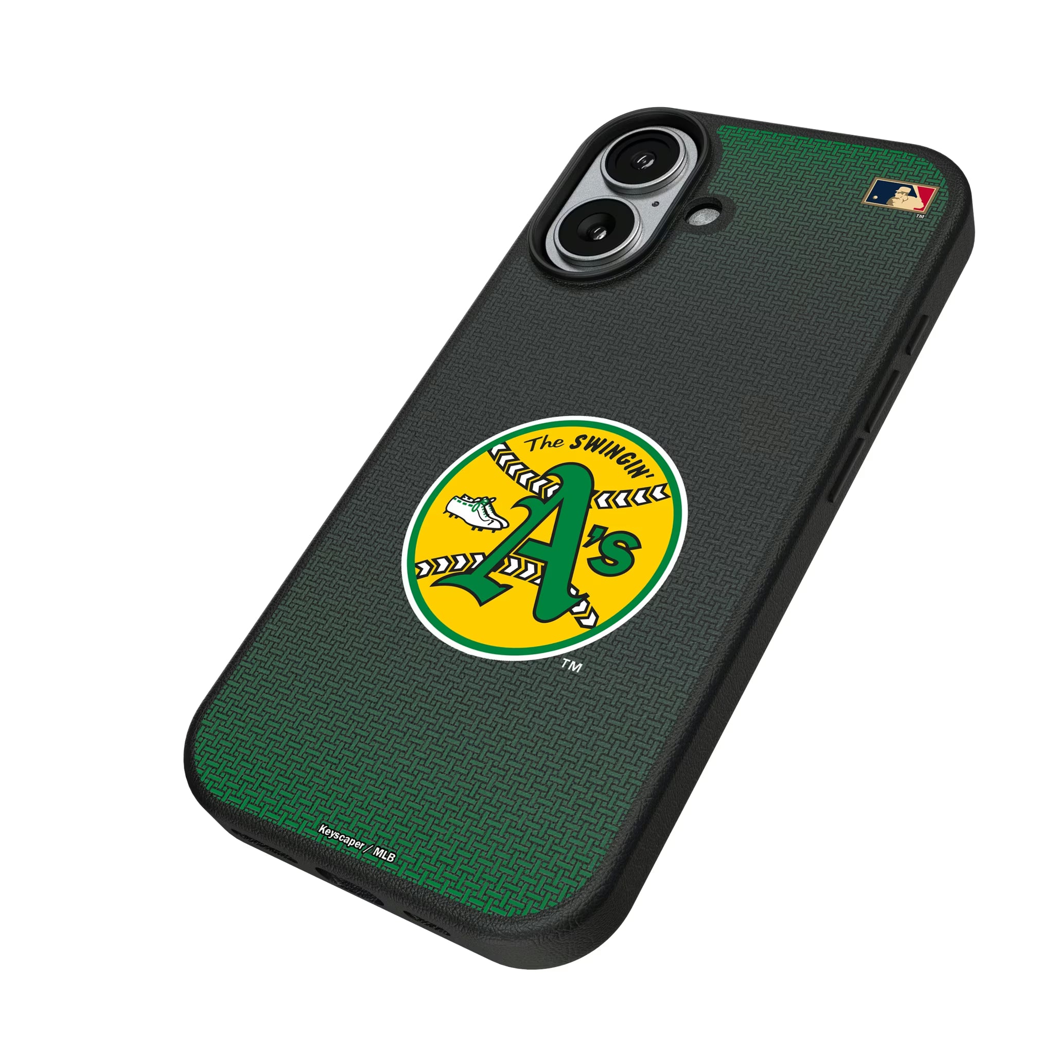 Oakland As 1971-1981 - Cooperstown Collection Linen iPhone MagSafe Compatible Phone Case for Apple iPhone - Isometric View#Device_iPhone 17