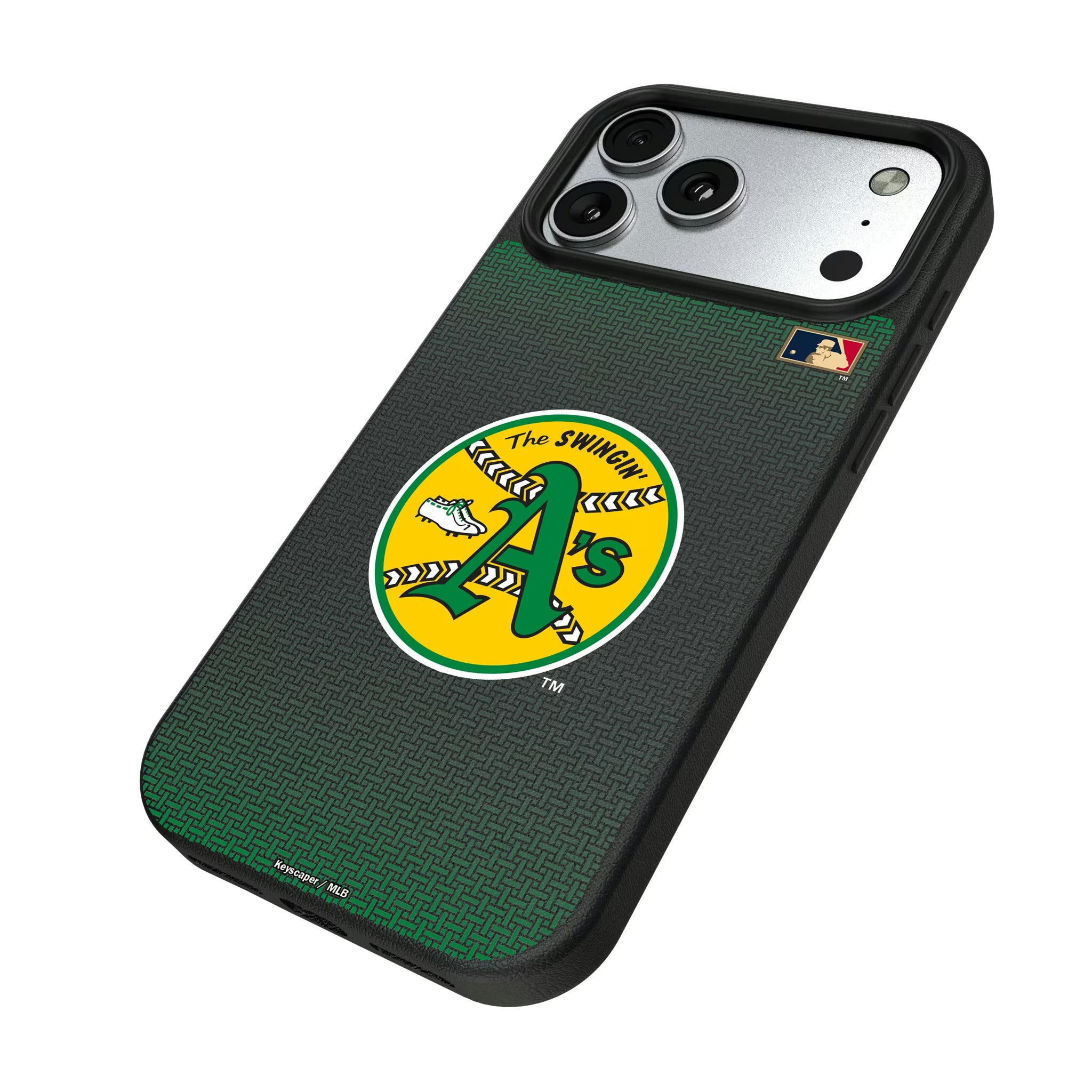 Oakland As 1971-1981 - Cooperstown Collection Linen iPhone MagSafe Compatible Phone Case for Apple iPhone - Isometric View#Device_iPhone 17 Pro Max
