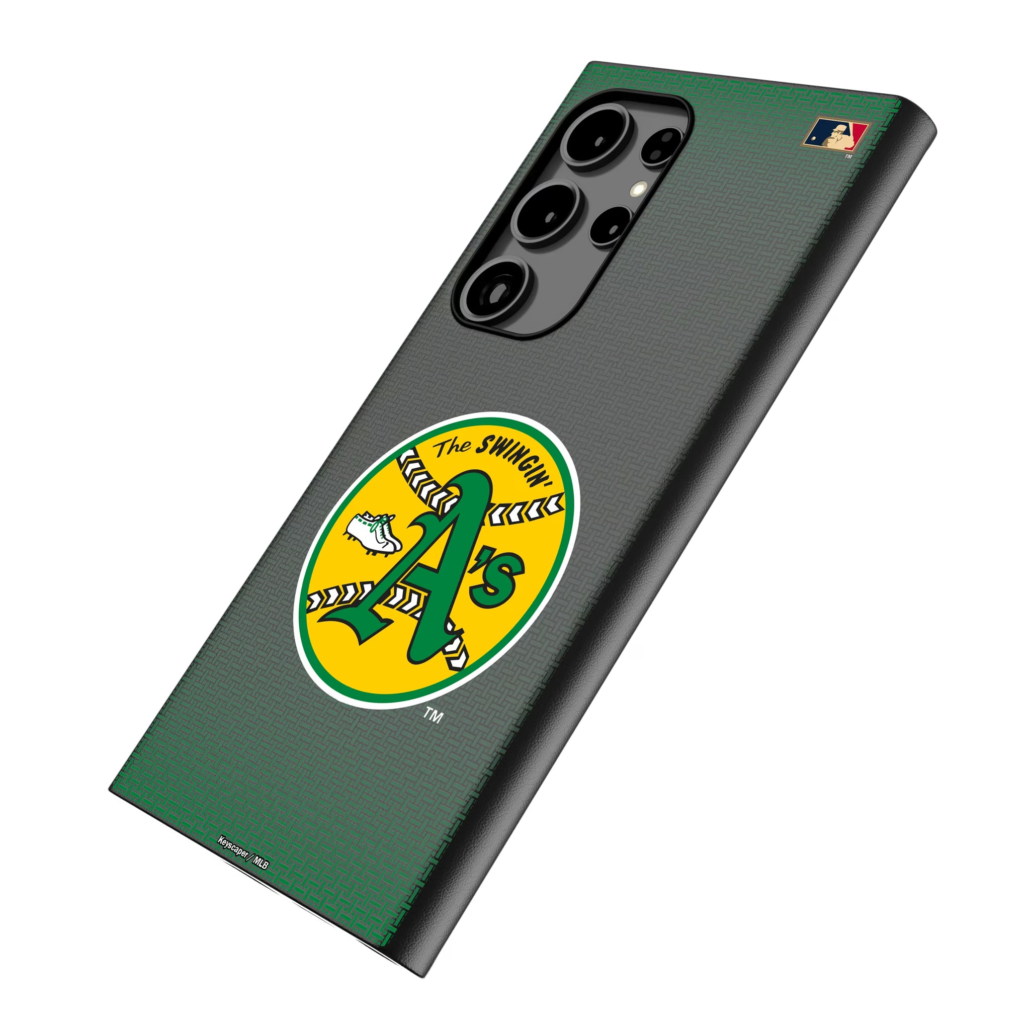 Oakland As 1971-1981 - Cooperstown Collection Linen Galaxy MagSafe Compatible Phone Case for Samsung Galaxy - Isometric View