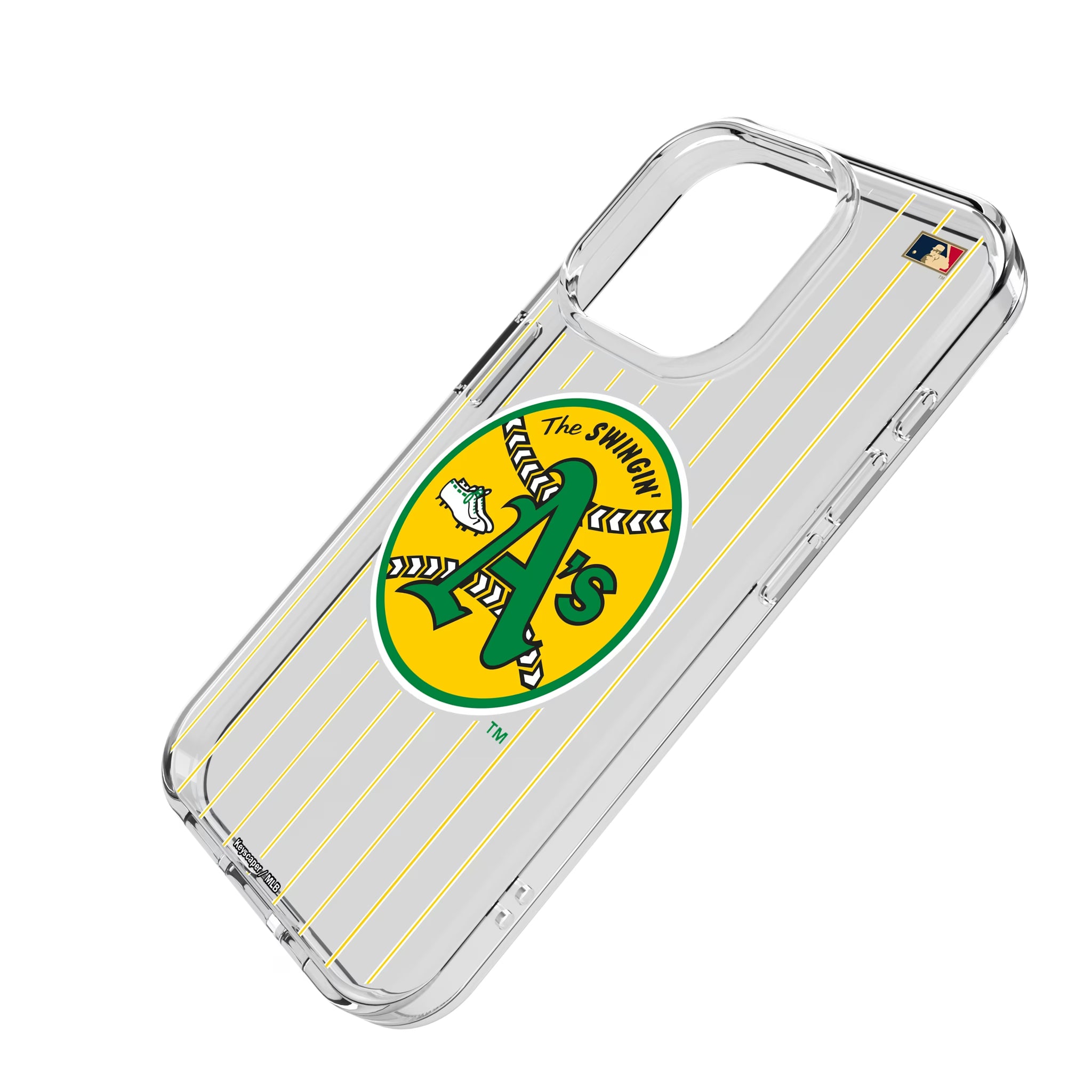 Oakland As 1971-1981 - Cooperstown Collection Pinstripe iPhone Clear Phone Case for Apple iPhone - Isometric View