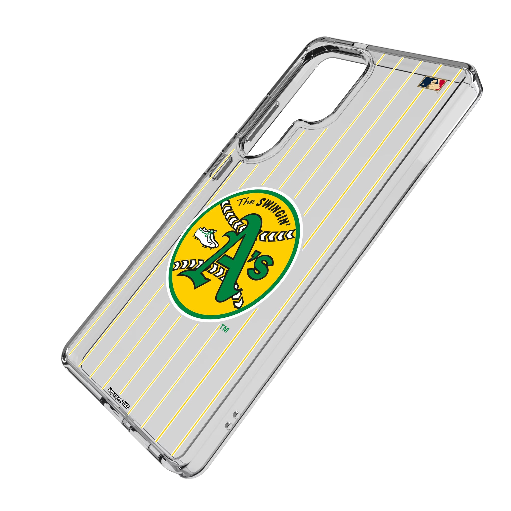 Oakland As 1971-1981 - Cooperstown Collection Pinstripe Galaxy Clear Phone Case for Samsung Galaxy - Isometric View