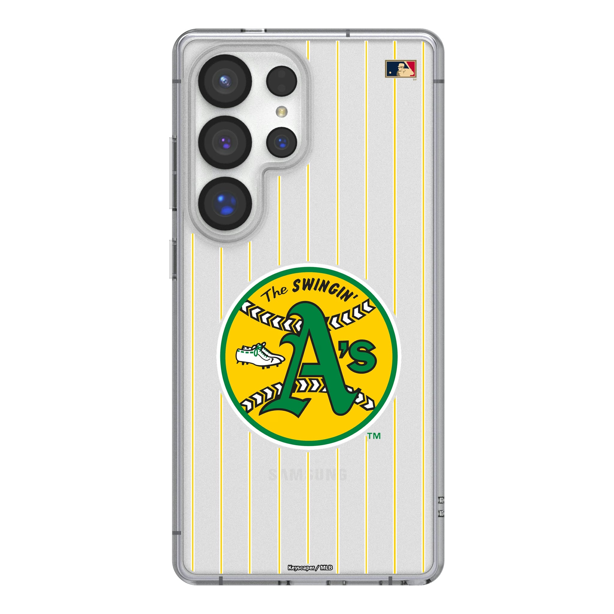 Oakland As 1971-1981 - Cooperstown Collection Pinstripe Galaxy Clear Phone Case for Samsung Galaxy