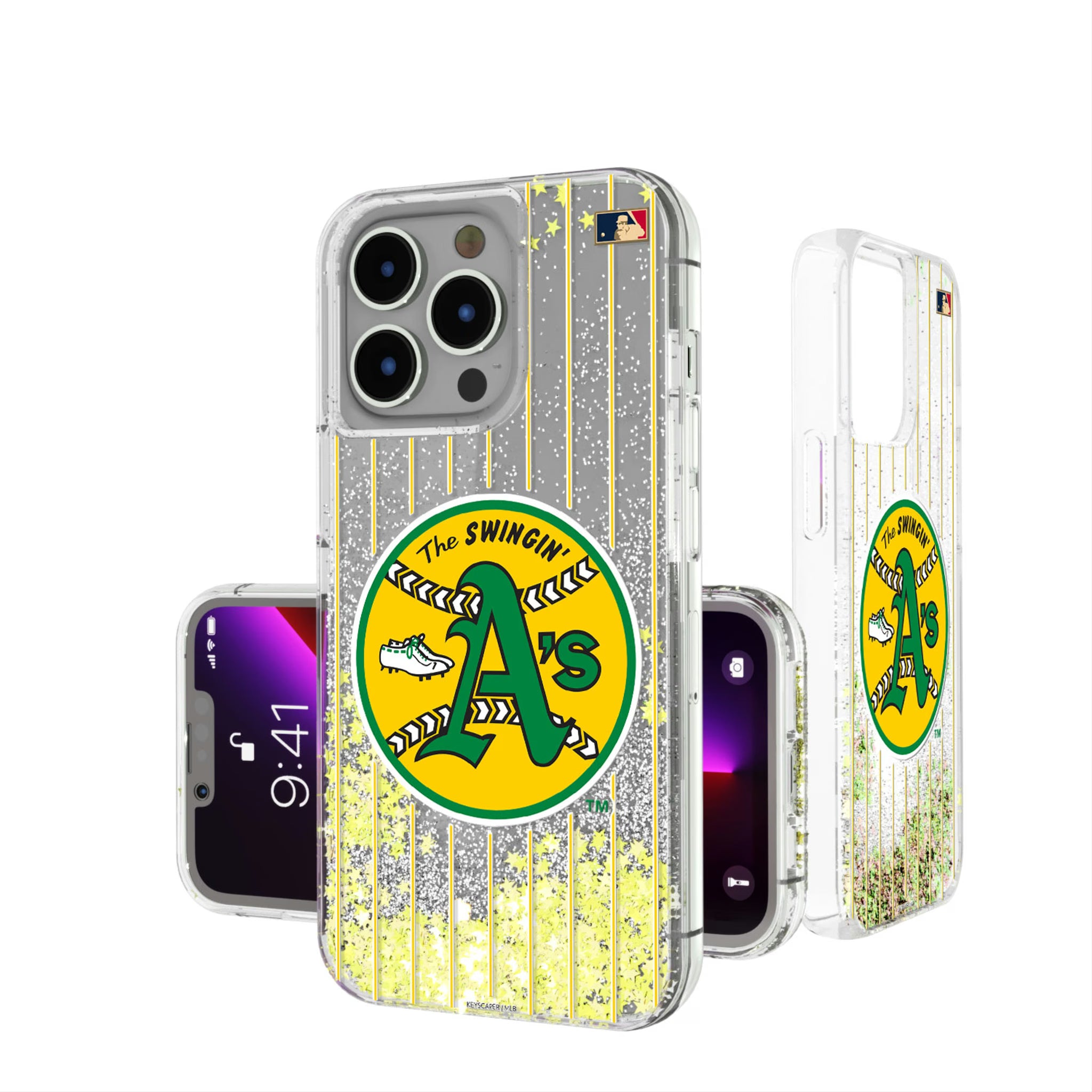 Oakland As 1971-1981 - Cooperstown Collection Pinstripe iPhone Glitter Phone Case for Apple iPhone