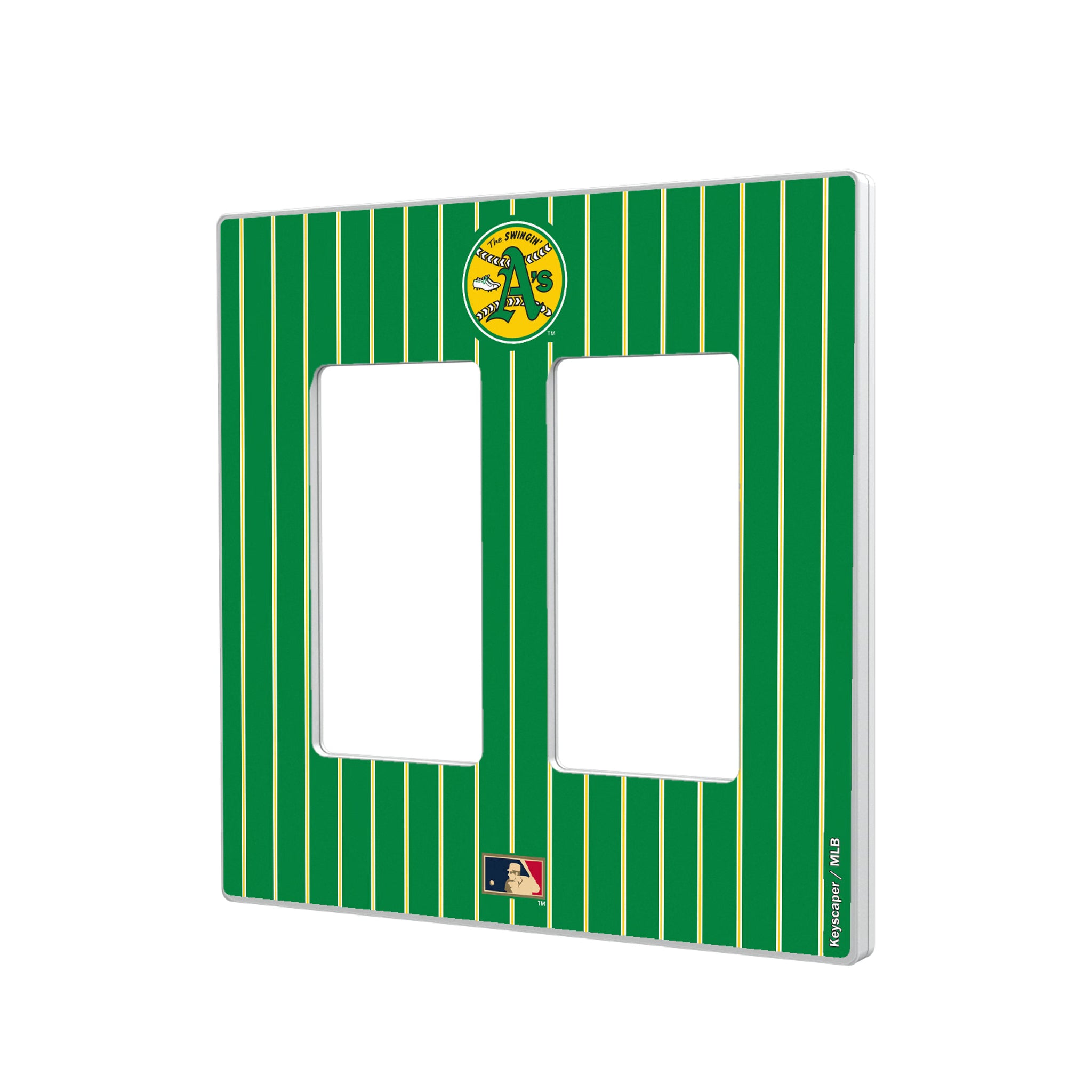 Oakland As 1971-1981 - Cooperstown Collection Pinstripe Hidden-Screw Light Switch Plate#Style_Double Rocker