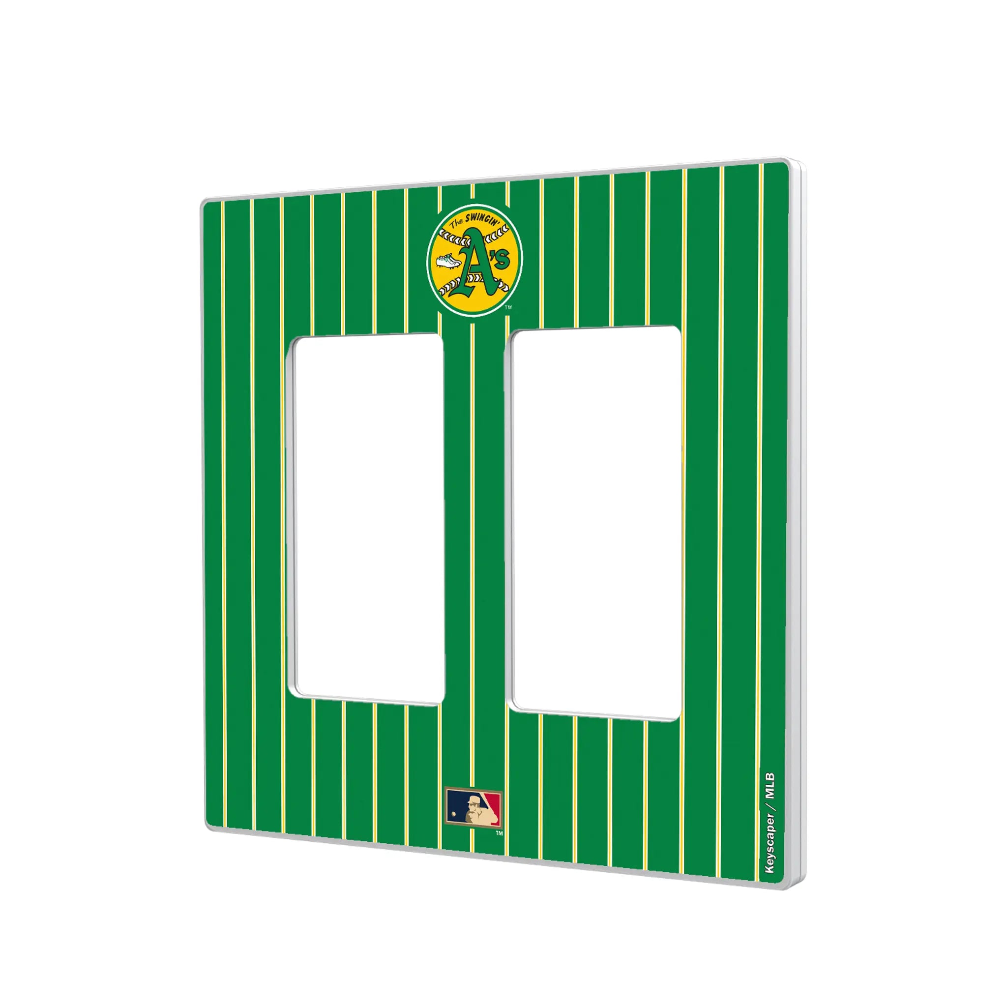 Oakland As 1971-1981 - Cooperstown Collection Pinstripe Hidden-Screw Light Switch Plate#Style_Double Rocker