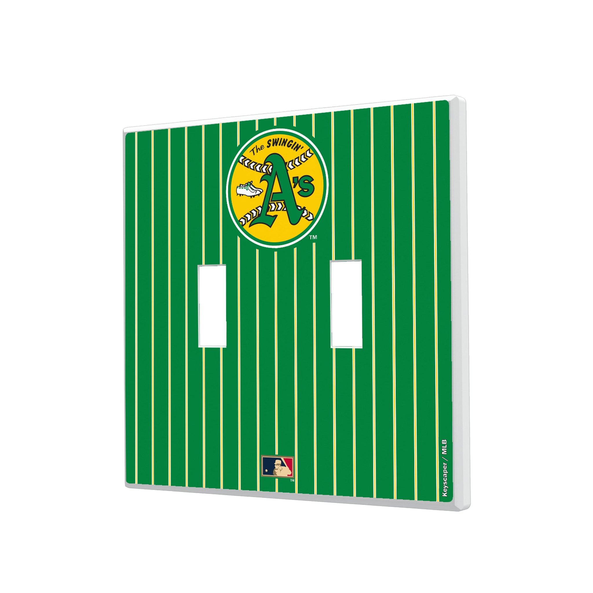Oakland As 1971-1981 - Cooperstown Collection Pinstripe Hidden-Screw Light Switch Plate#Style_Double Toggle