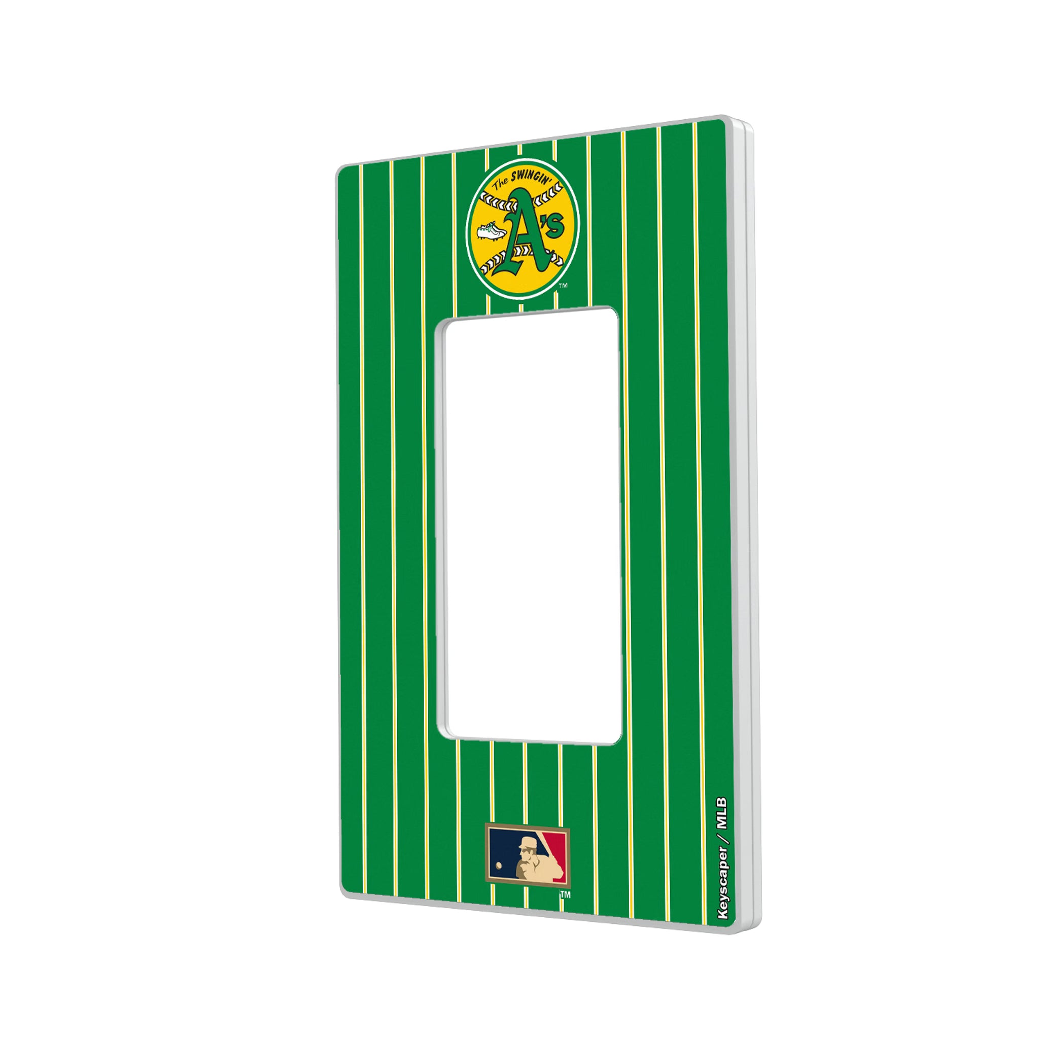 Oakland As 1971-1981 - Cooperstown Collection Pinstripe Hidden-Screw Light Switch Plate#Style_Single Rocker