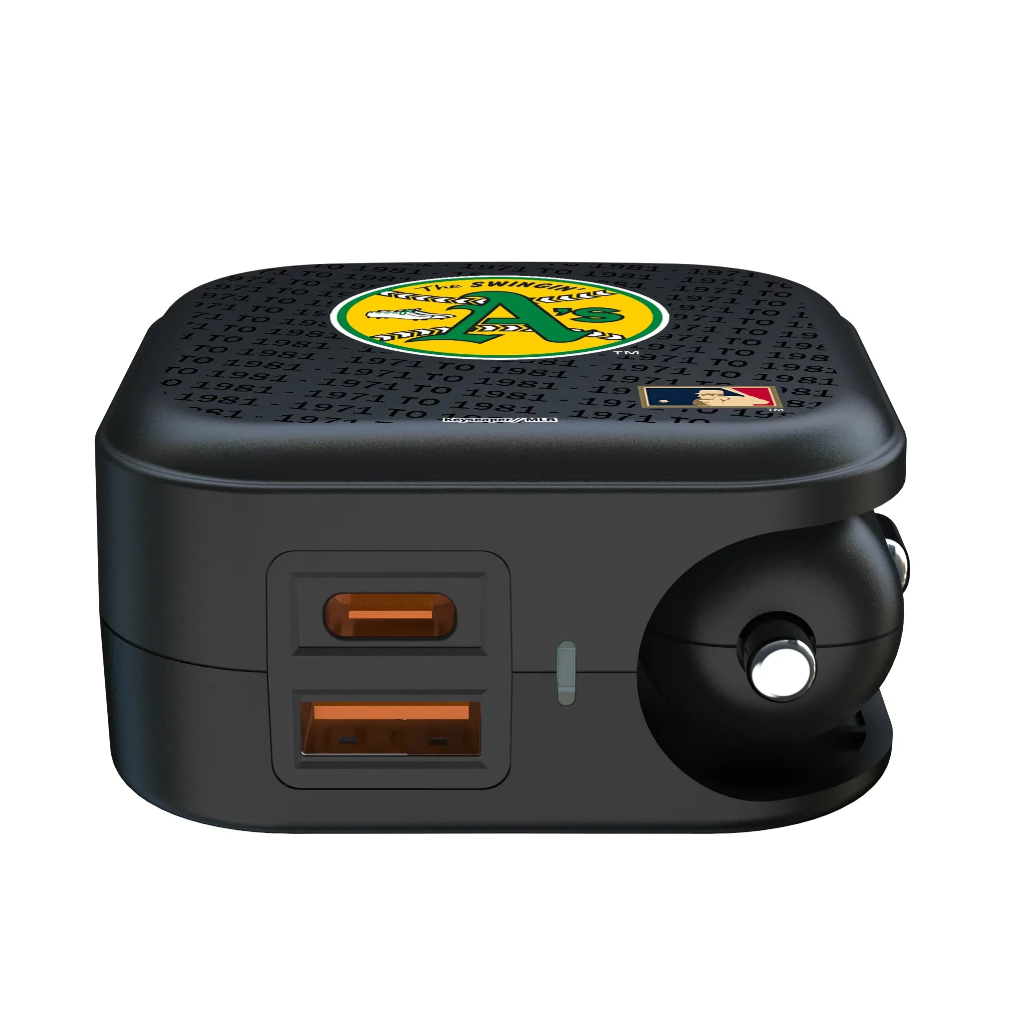 Oakland As 1971-1981 - Cooperstown Collection Text Backdrop 2 in 1 USB A/C Charger