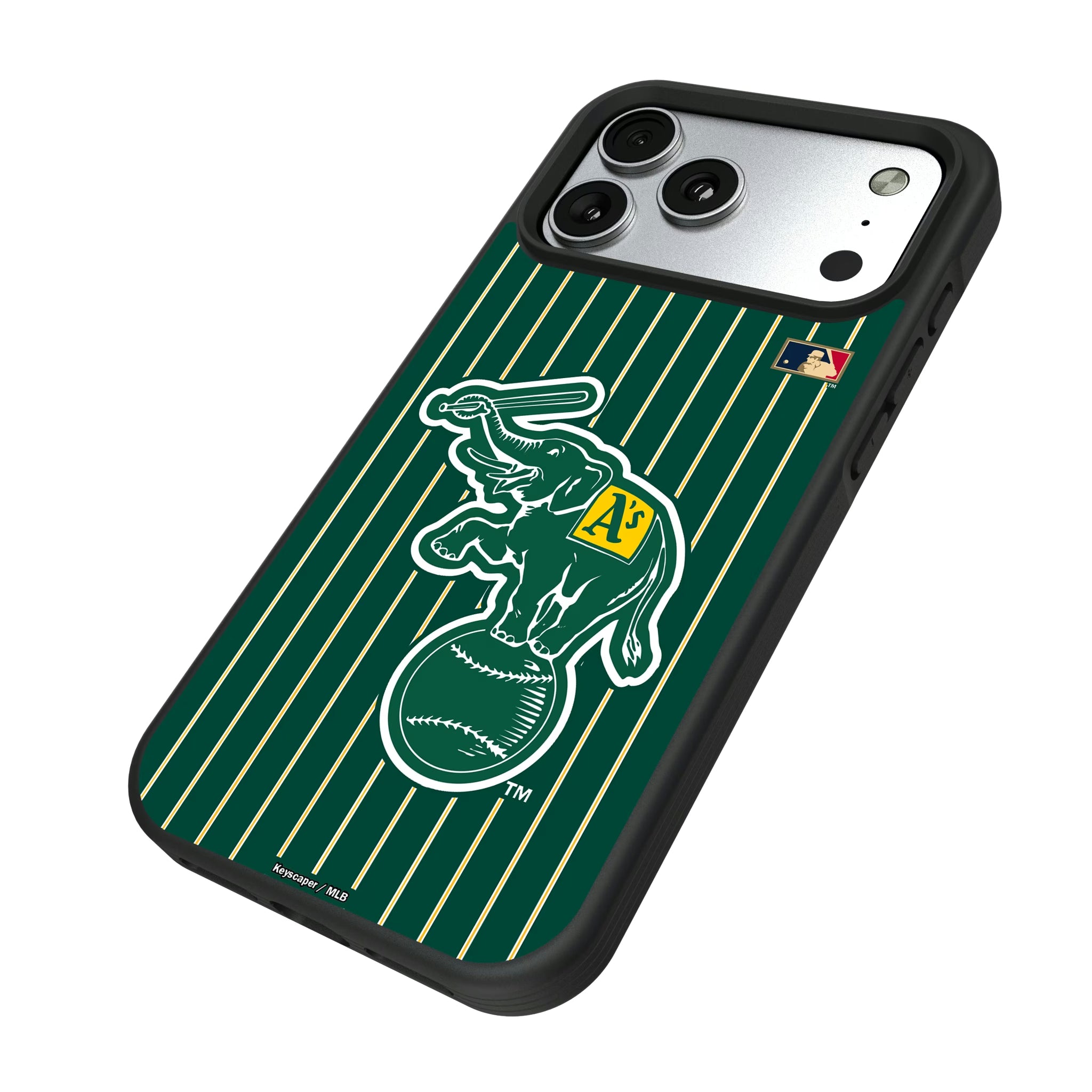 Oakland As Home 1988 - Cooperstown Collection Pinstripe iPhone Bump Phone Case for Apple iPhone - Isometric View#Device_iPhone 17 Pro Max