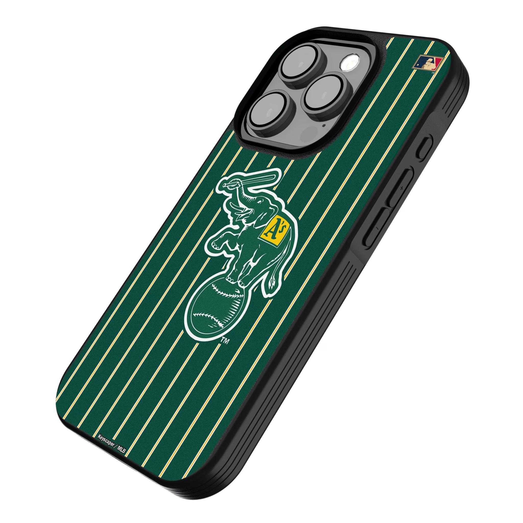 Oakland As Home 1988 - Cooperstown Collection Pinstripe iPhone Bump Phone Case for Apple iPhone - Isometric View