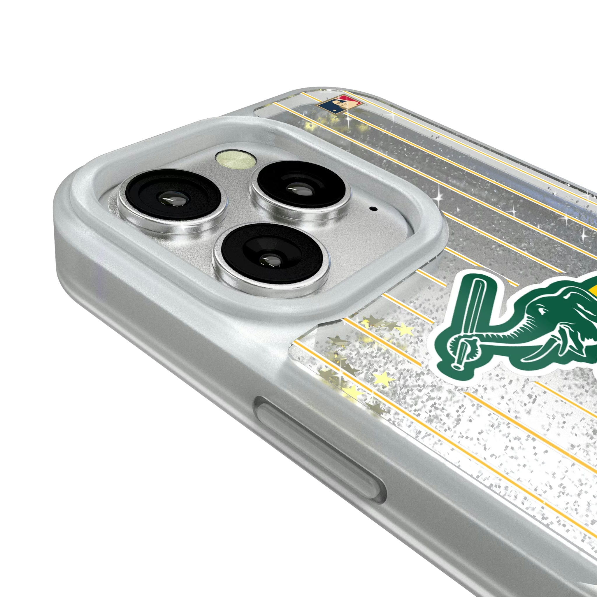 Oakland As Home 1988 - Cooperstown Collection Pinstripe iPhone Glitter Phone Case for Apple iPhone - Detail#Device_iPhone 16 Pro