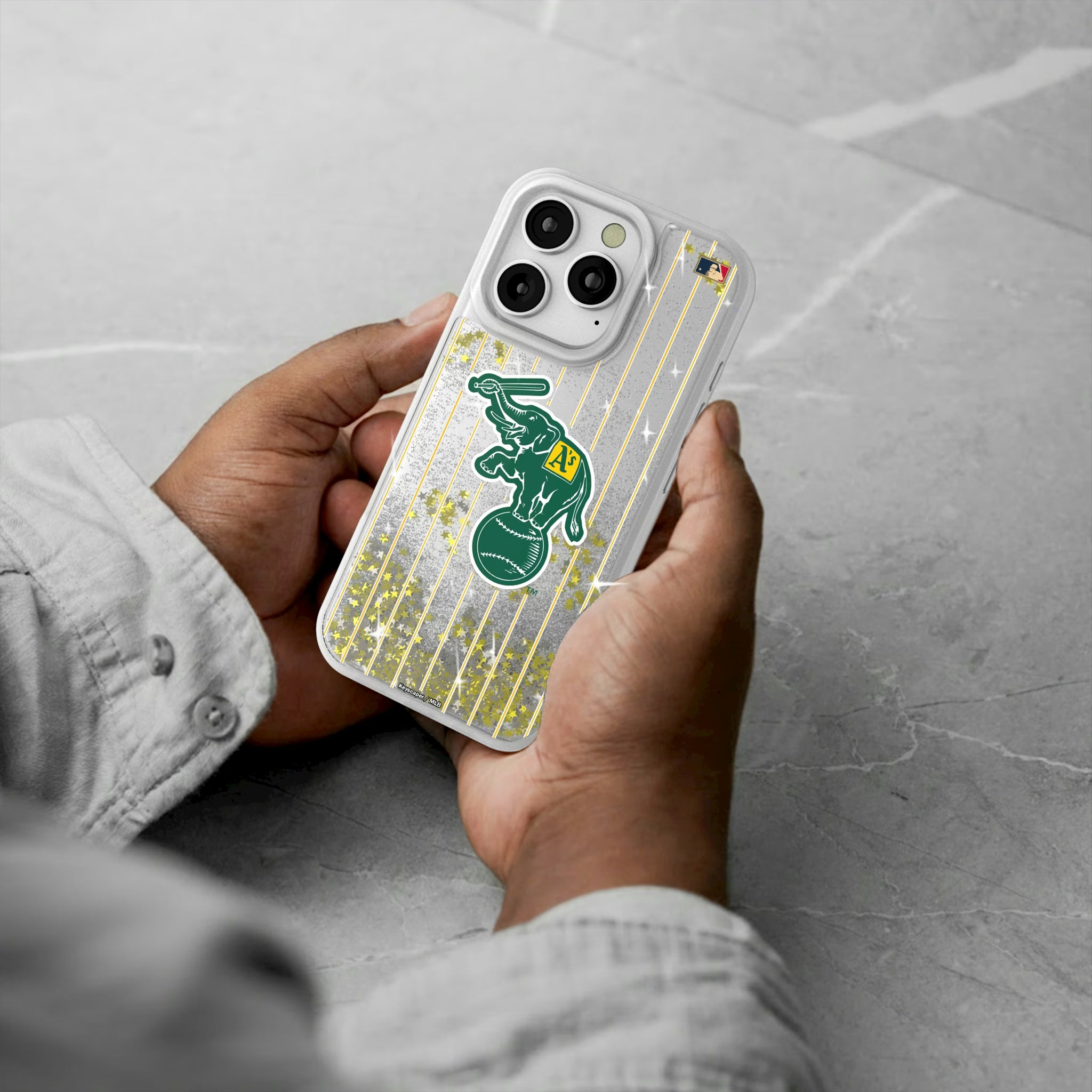 Oakland As Home 1988 - Cooperstown Collection Pinstripe iPhone Glitter Phone Case for Apple iPhone - Lifestyle#Device_iPhone 16 Pro