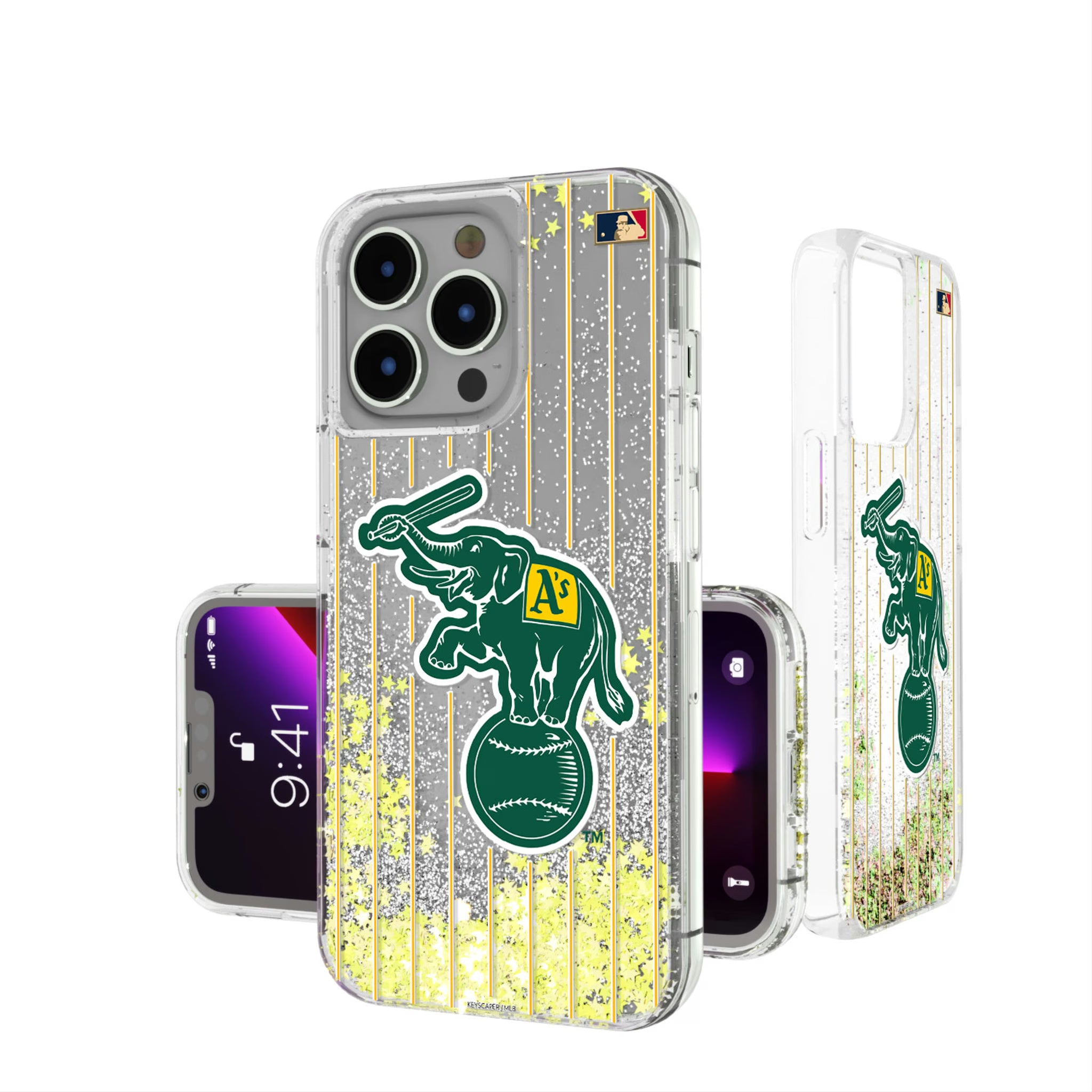 Oakland As Home 1988 - Cooperstown Collection Pinstripe iPhone Glitter Phone Case for Apple iPhone