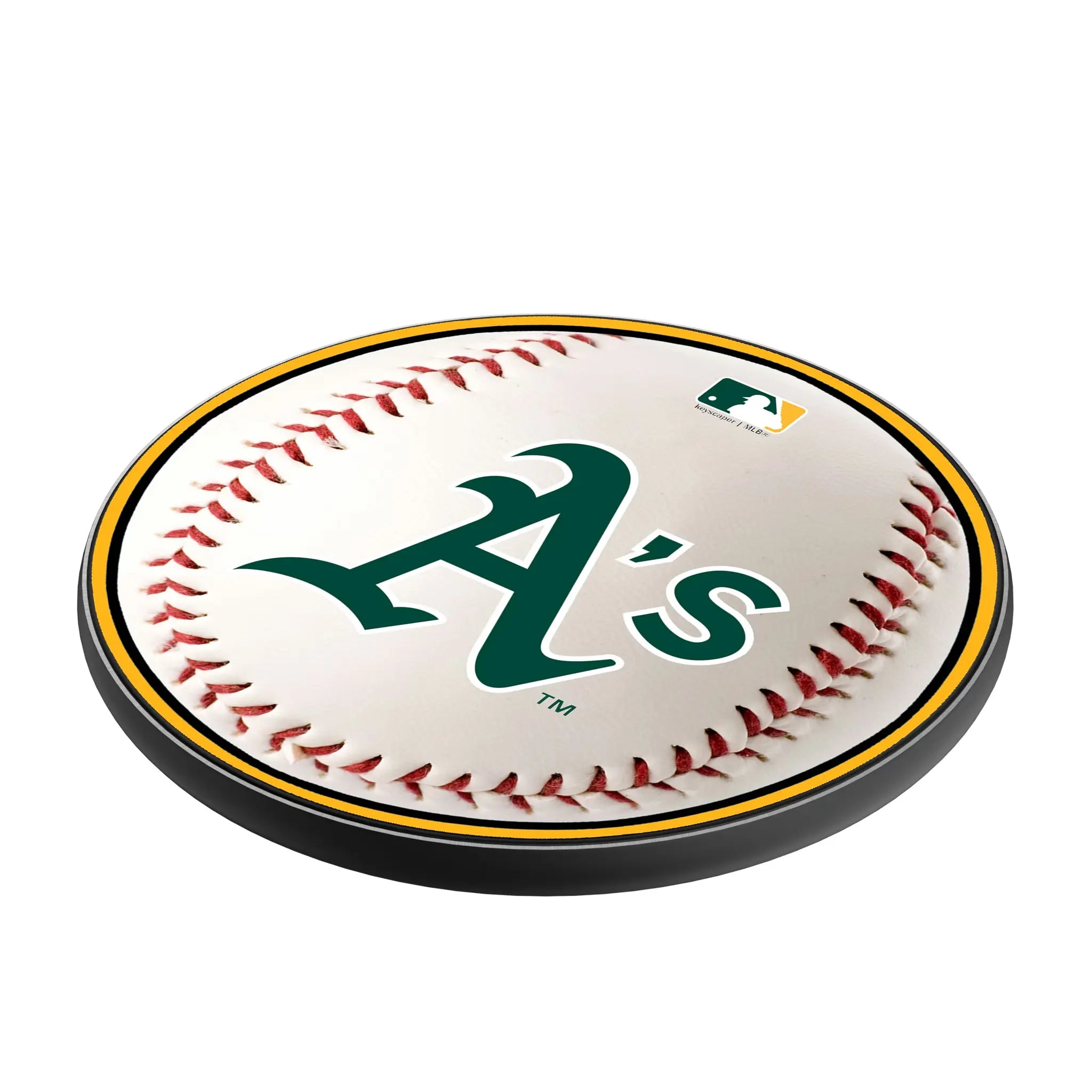 Oakland Athletics Baseball 15-Watt Wireless Charger - Isometric View