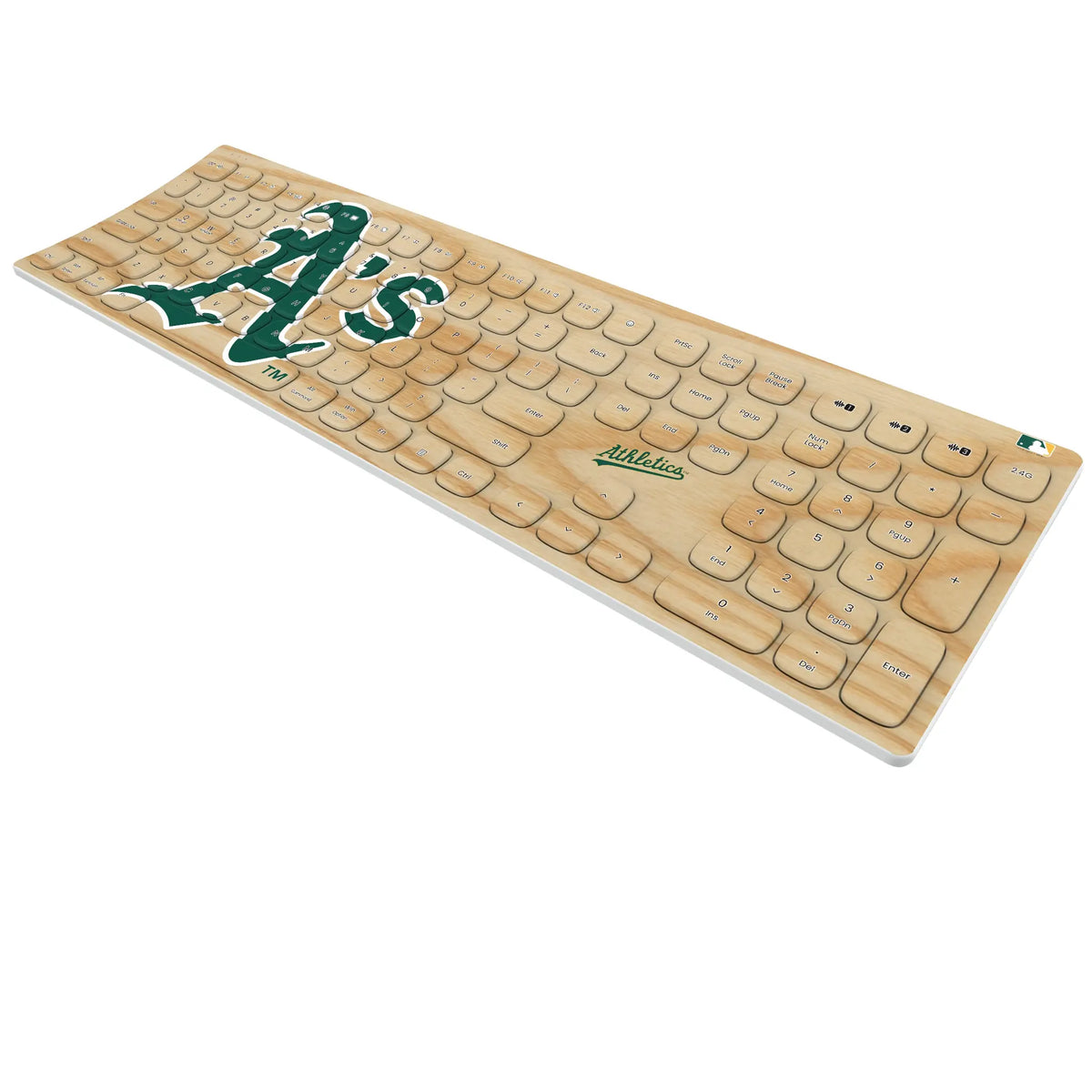 Oakland Athletics Baseball Bat KKB605 Curved Wireless Keyboard - Isometric View