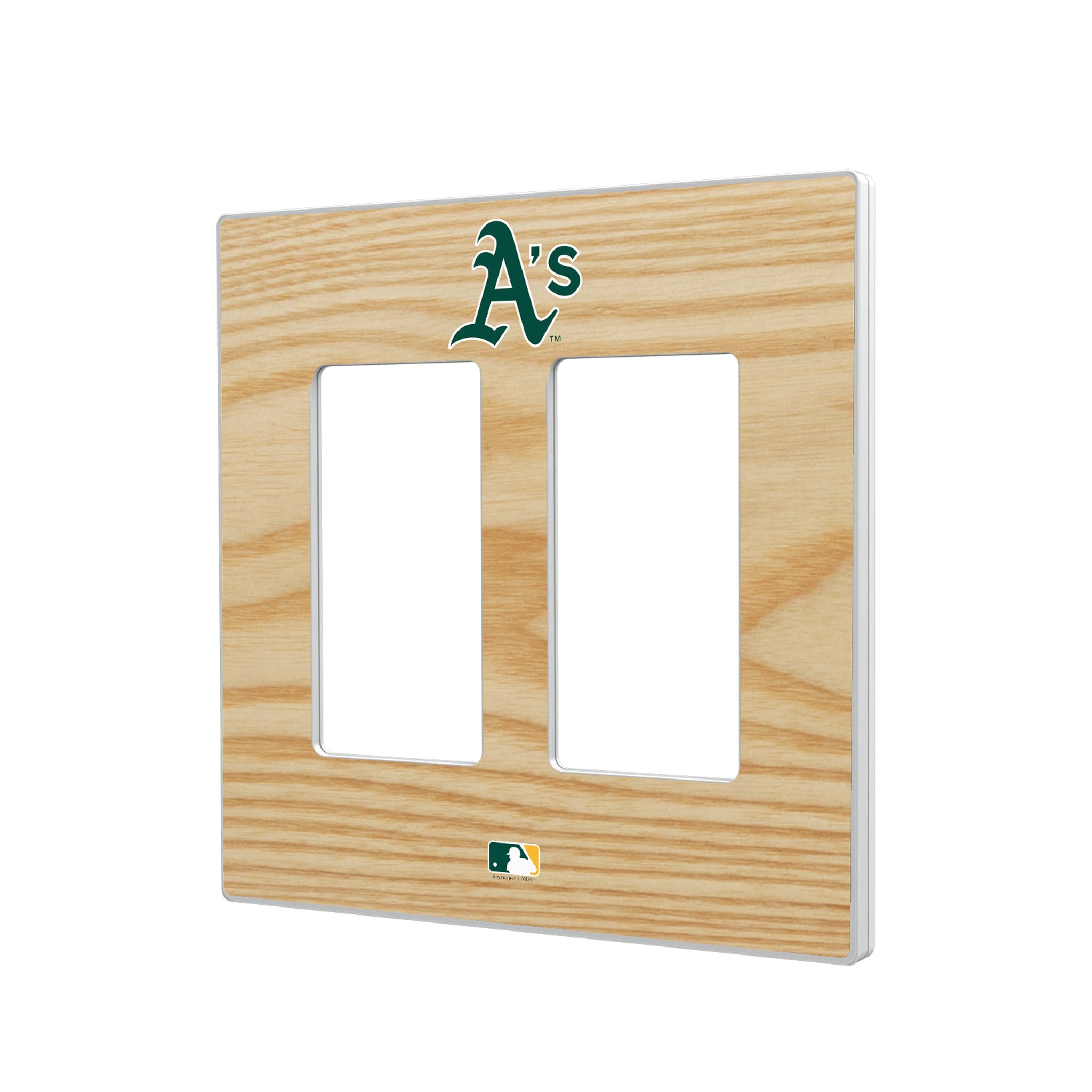 Oakland Athletics Baseball Bat Hidden-Screw Light Switch Plate#Style_Double Rocker