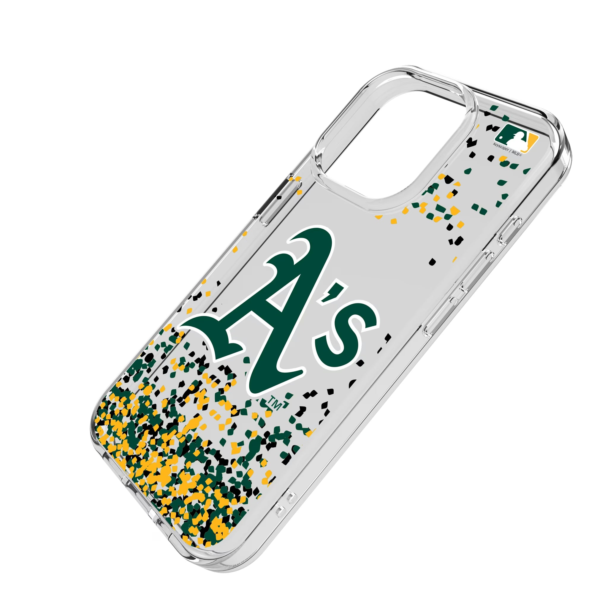 Oakland Athletics Confetti iPhone Clear Phone Case for Apple iPhone - Isometric View