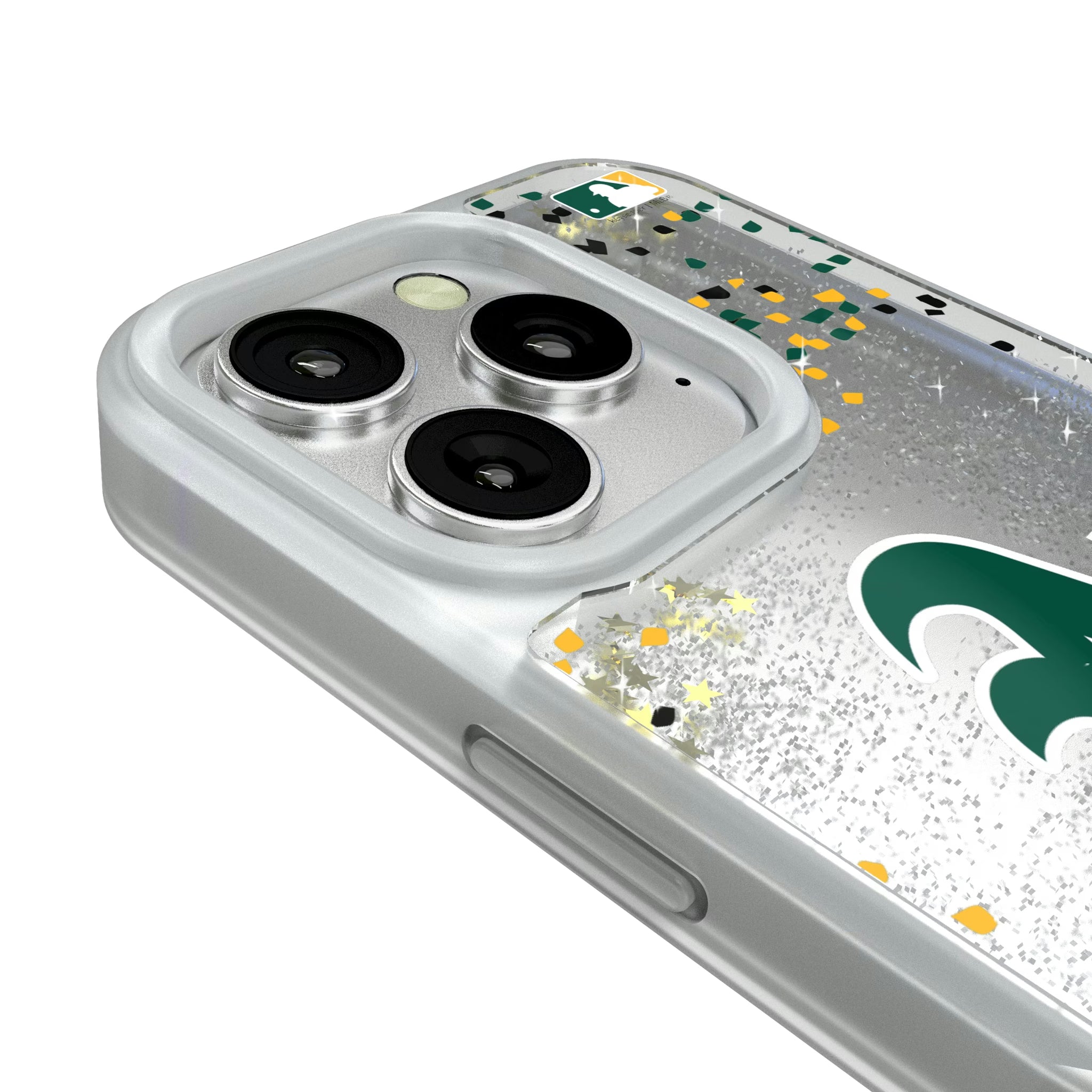 Oakland Athletics Confetti iPhone Glitter Phone Case for Apple iPhone - Detail#Device_iPhone 16 Pro