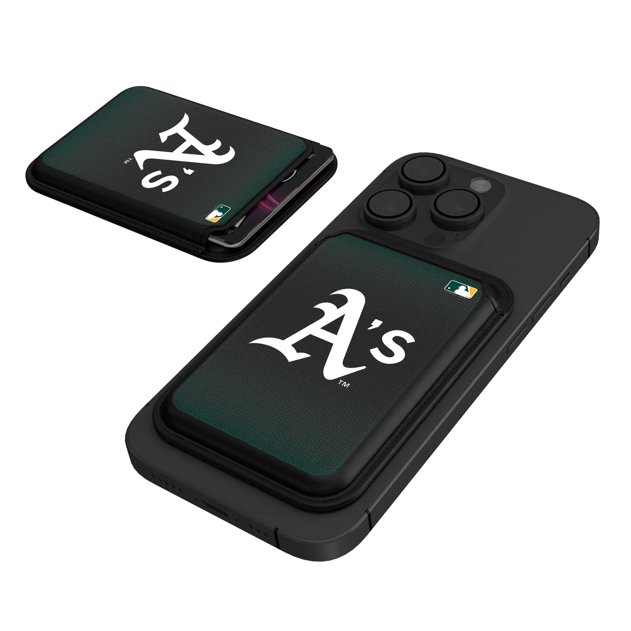 Oakland Athletics Linen Black Magnetic Credit Card Wallet