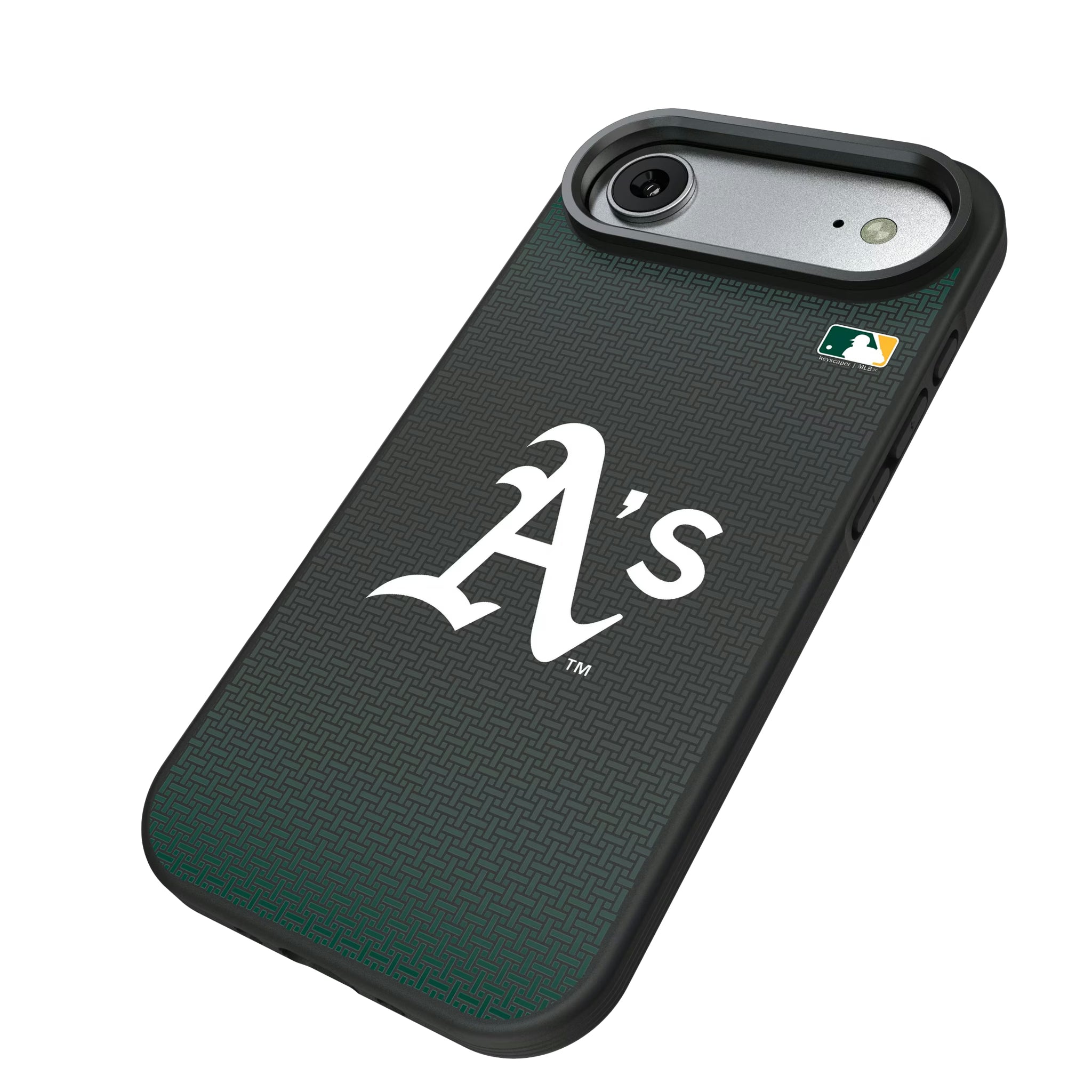 Oakland Athletics Linen iPhone Bump Phone Case for Apple iPhone - Isometric View#Device_iPhone Air