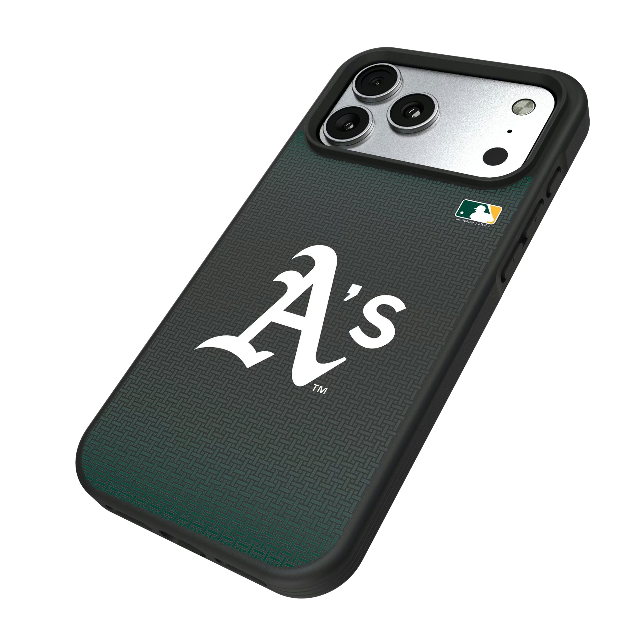 Oakland Athletics Linen iPhone Bump Phone Case for Apple iPhone - Isometric View#Device_iPhone 17 Pro Max