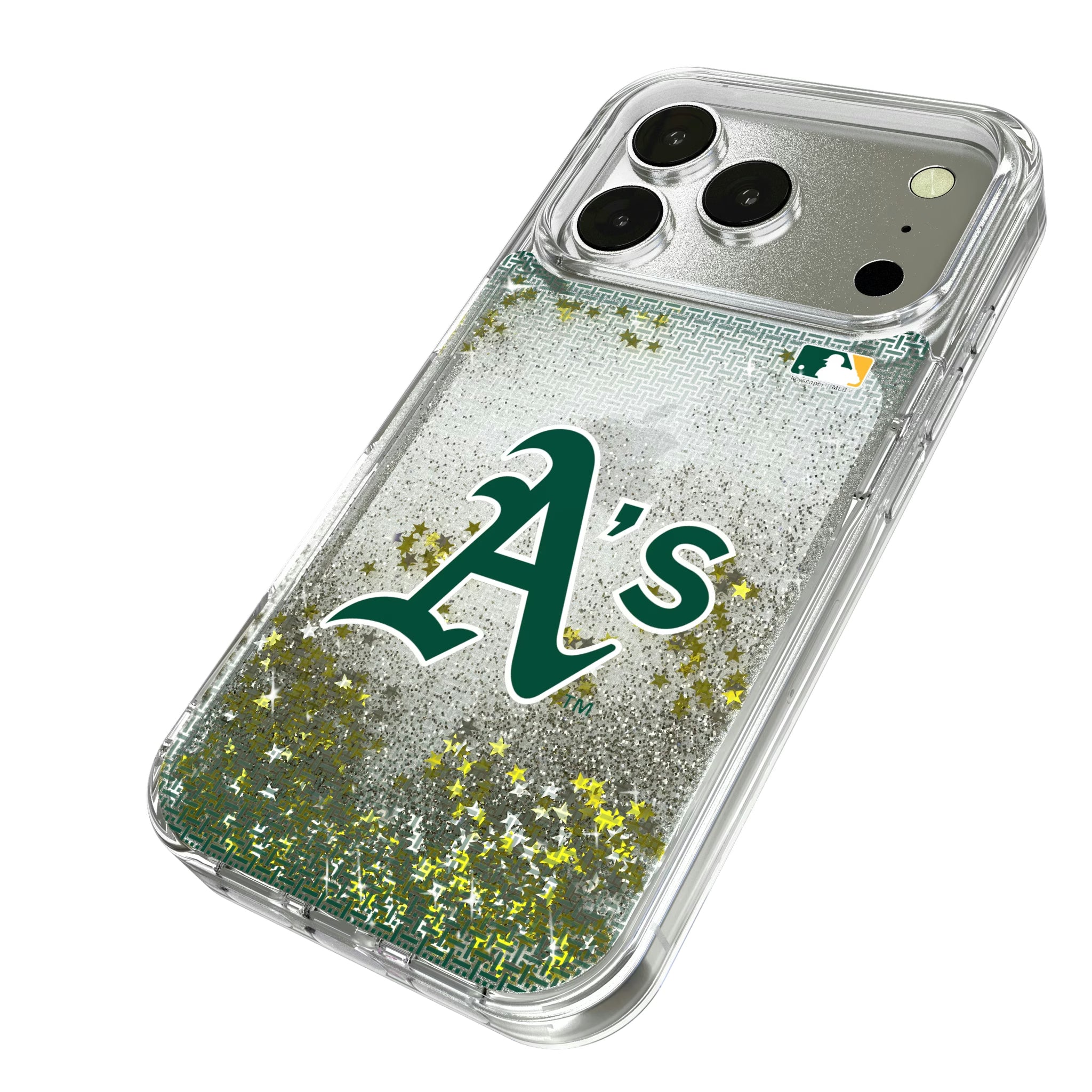 Oakland Athletics Linen iPhone Glitter Phone Case for Apple iPhone - Isometric View