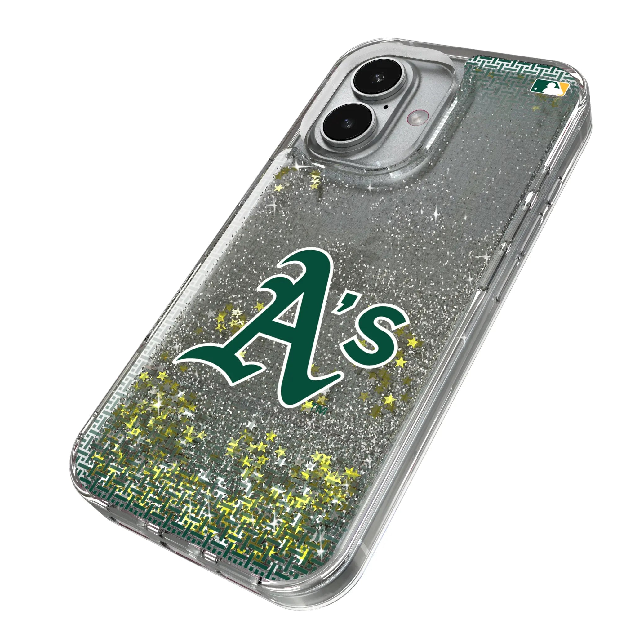 Oakland Athletics Linen iPhone Glitter Phone Case for Apple iPhone - Isometric View